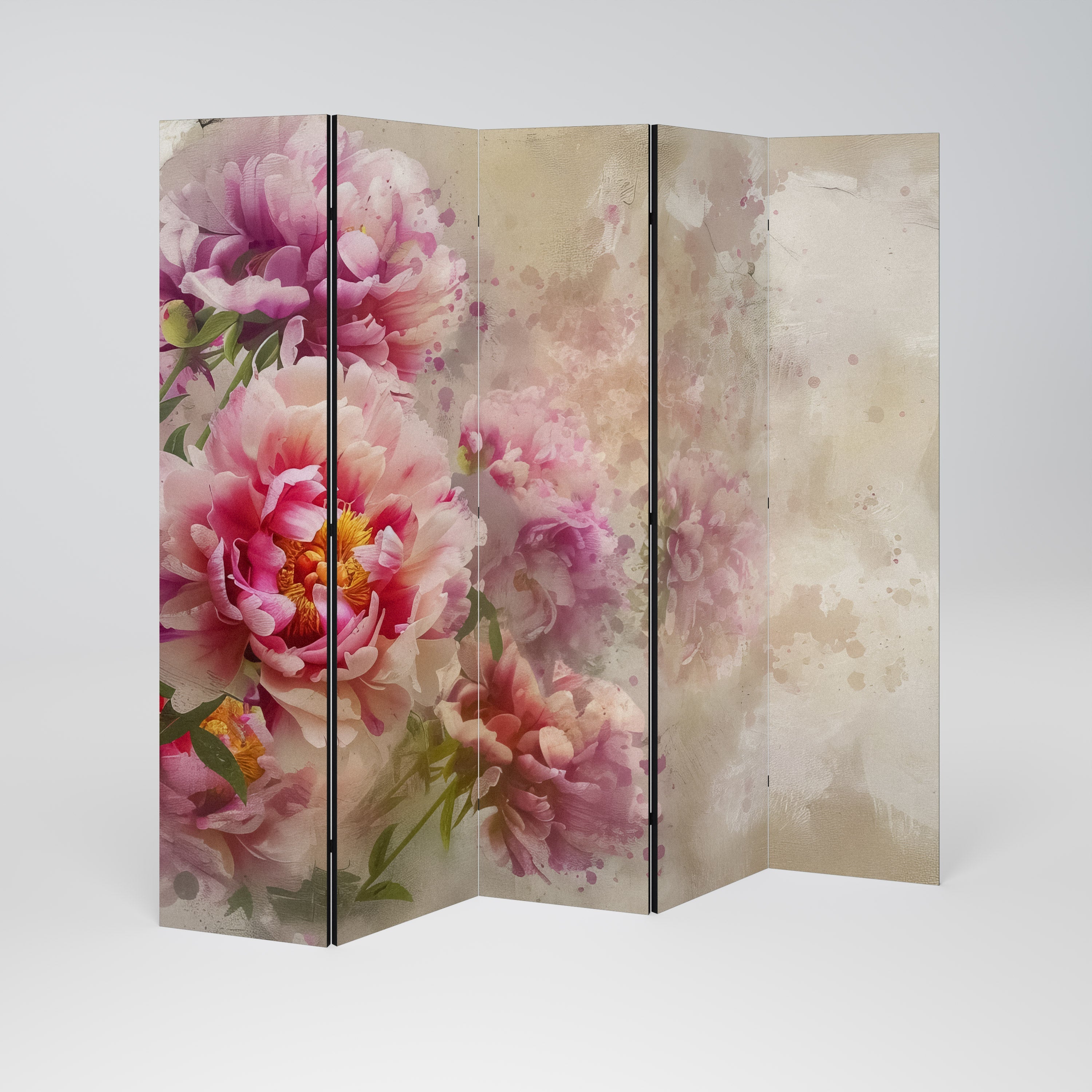 PEONY WHISPER Dekorativer 5-teiliger Raumteiler