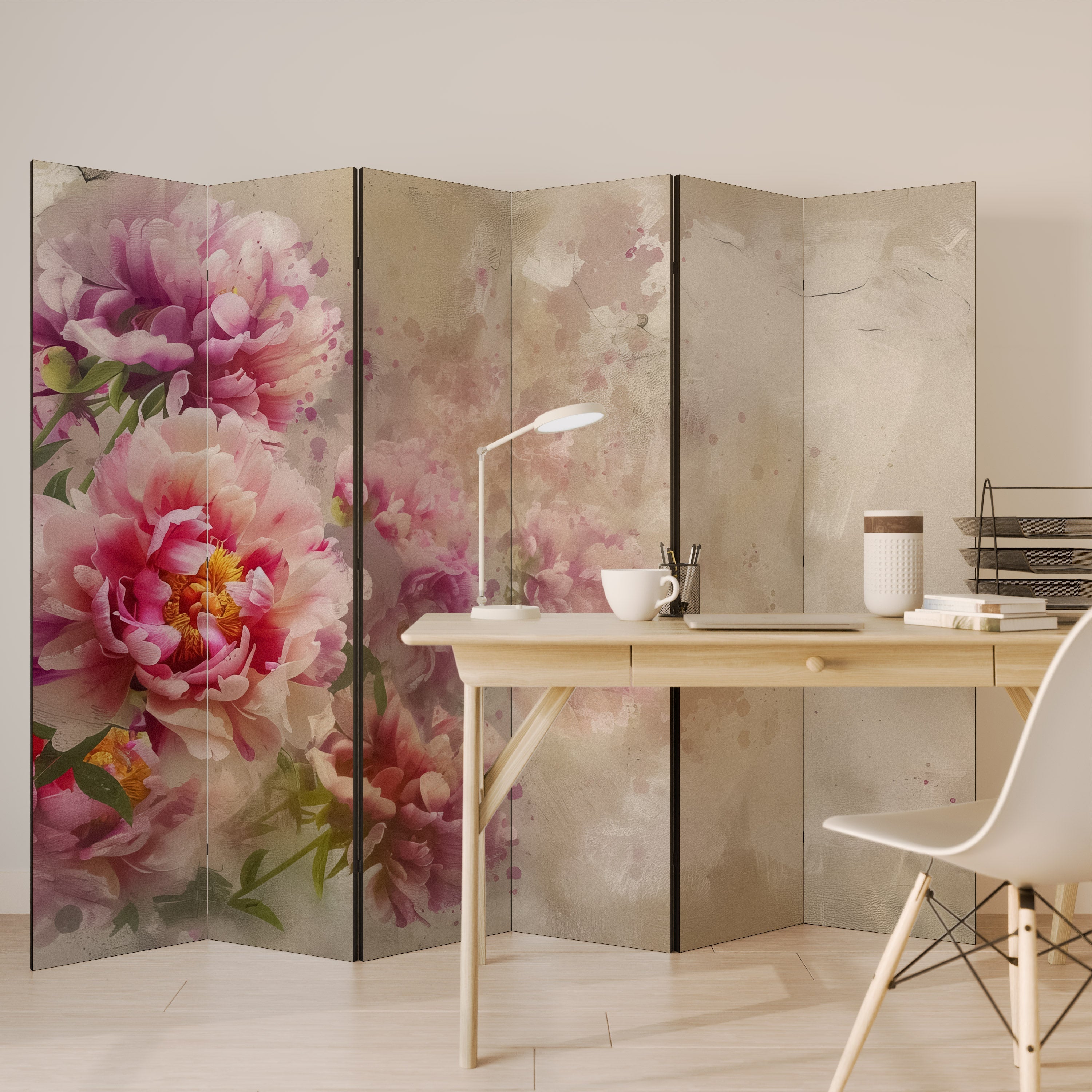 PEONY WHISPER Dekorativer 6-teiliger Raumteiler
