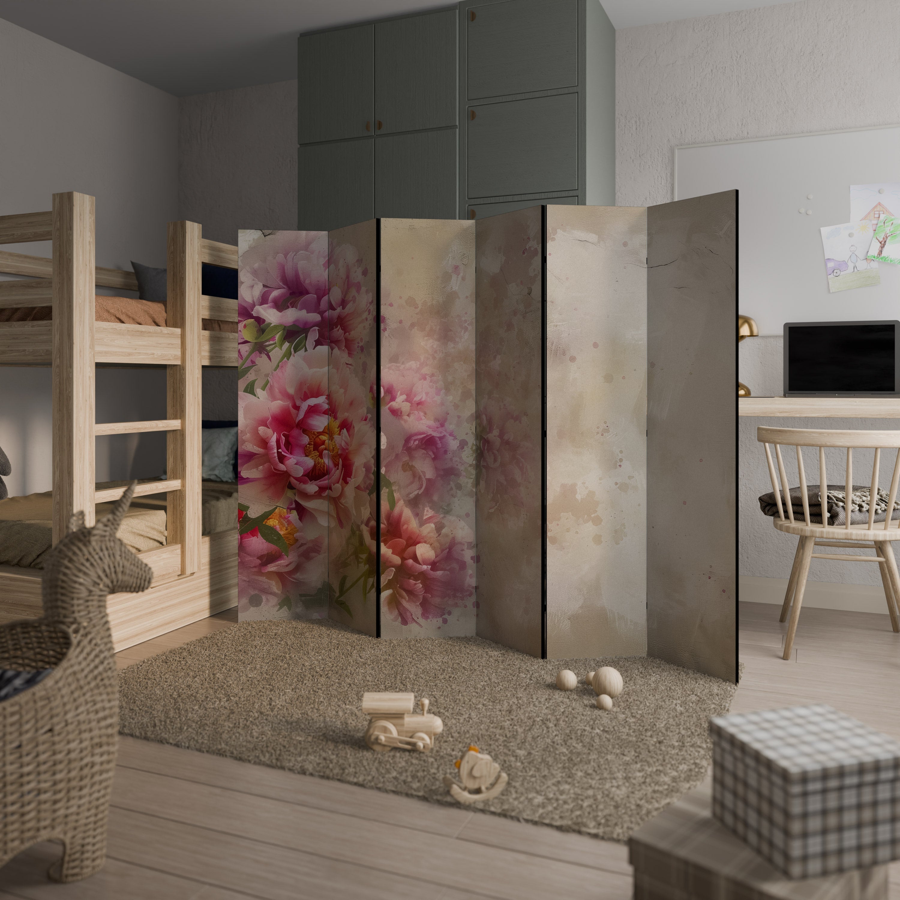 PEONY WHISPER Dekorativer 6-teiliger Raumteiler