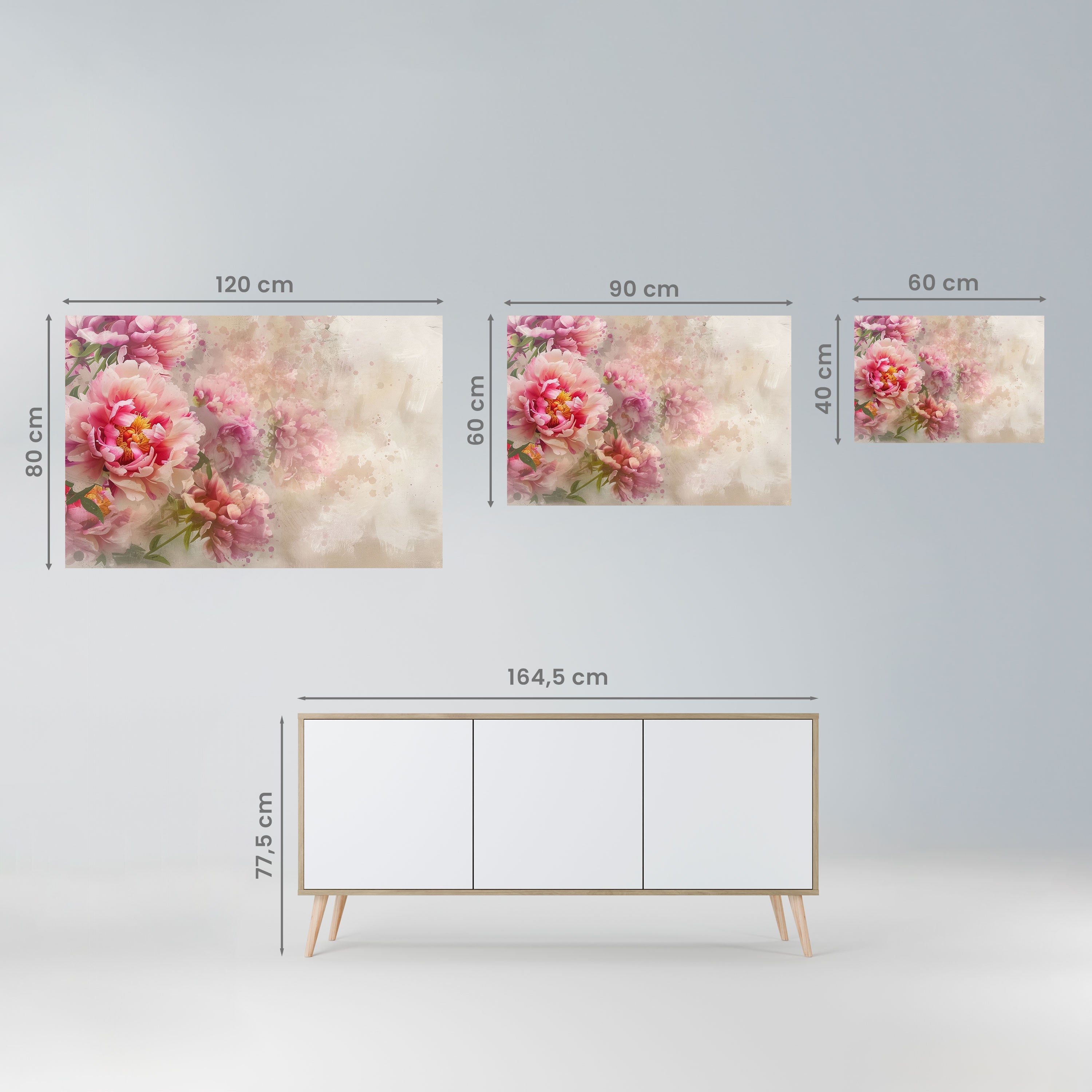 Horizontales Poster „PEONY WHISPER“ zum Abziehen und Aufkleben