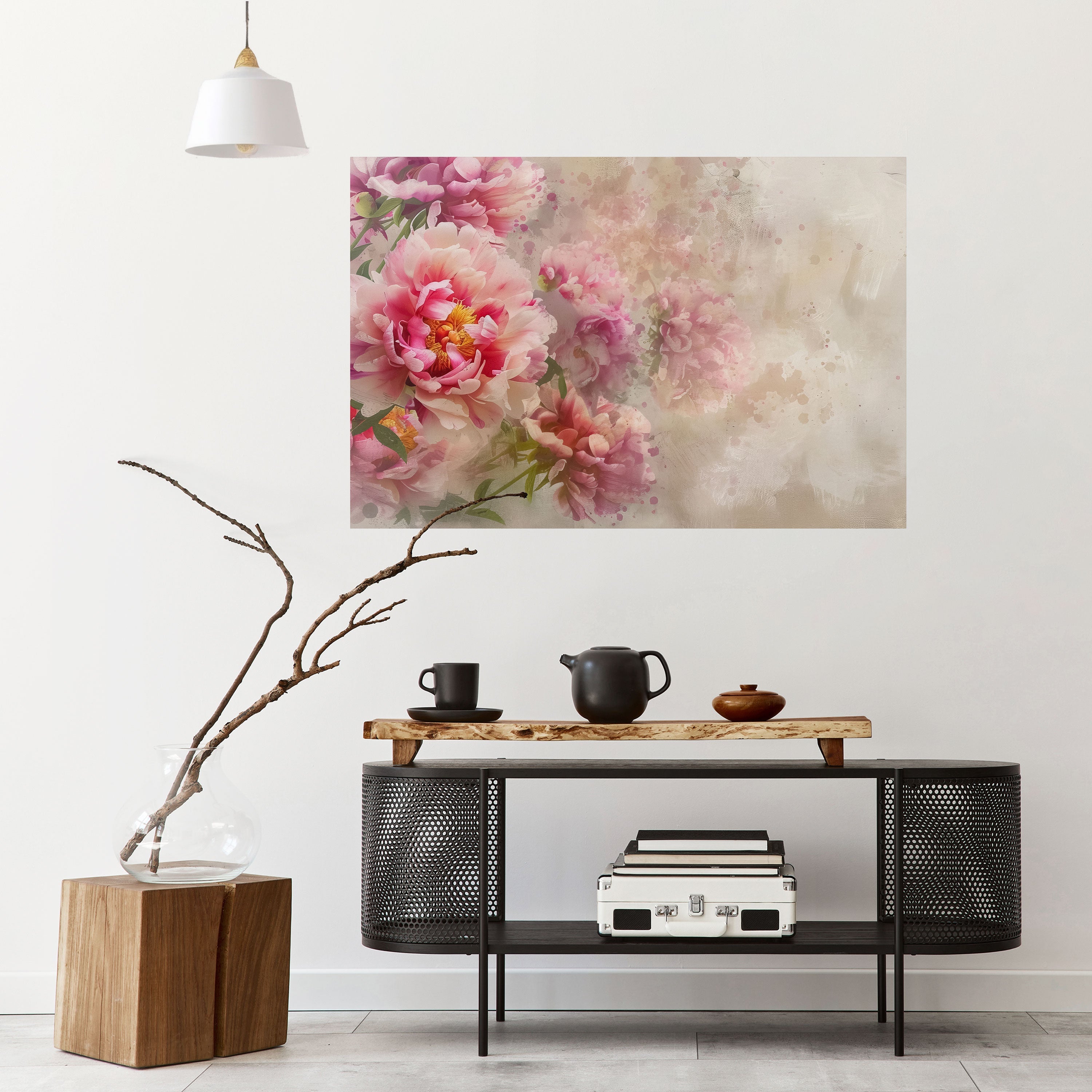 Horizontales Poster „PEONY WHISPER“ zum Abziehen und Aufkleben