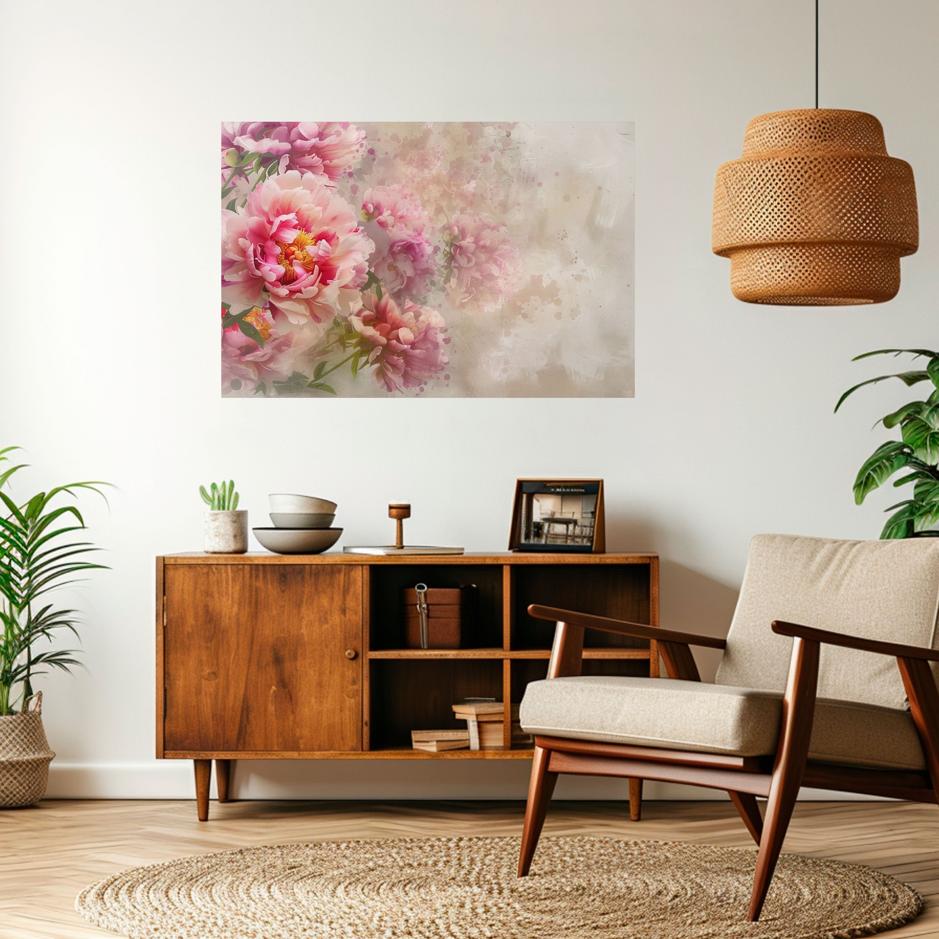 Horizontales Poster „PEONY WHISPER“ zum Abziehen und Aufkleben
