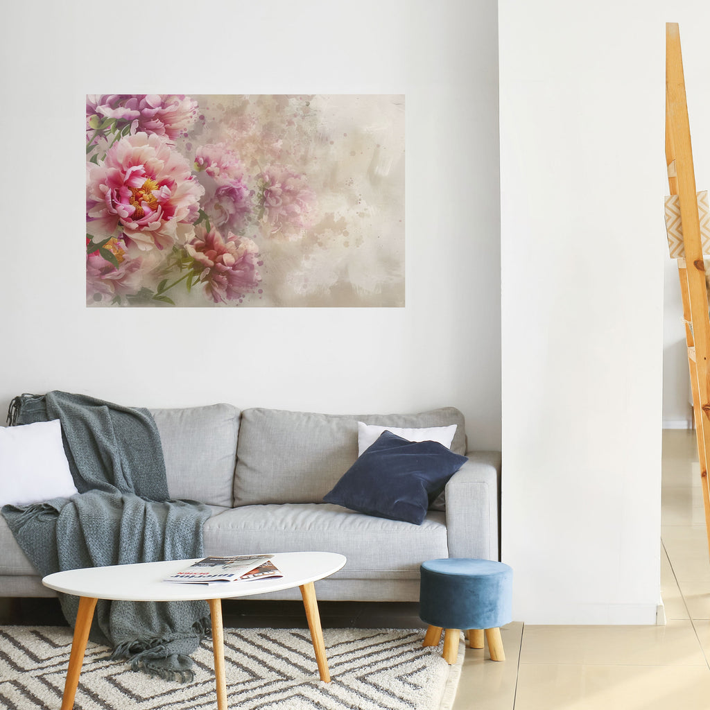 Horizontales Poster „PEONY WHISPER“ zum Abziehen und Aufkleben