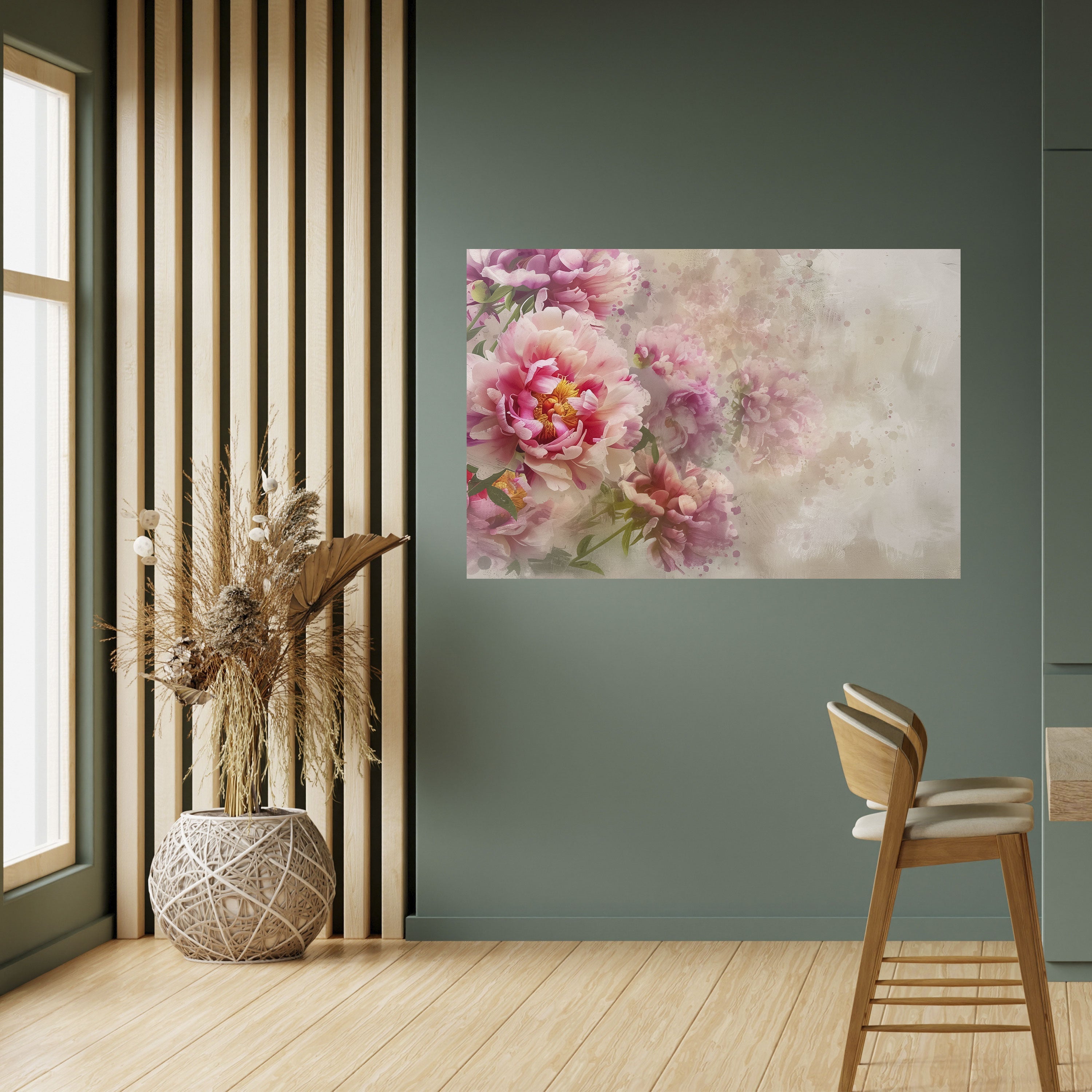 Horizontales Poster „PEONY WHISPER“ zum Abziehen und Aufkleben