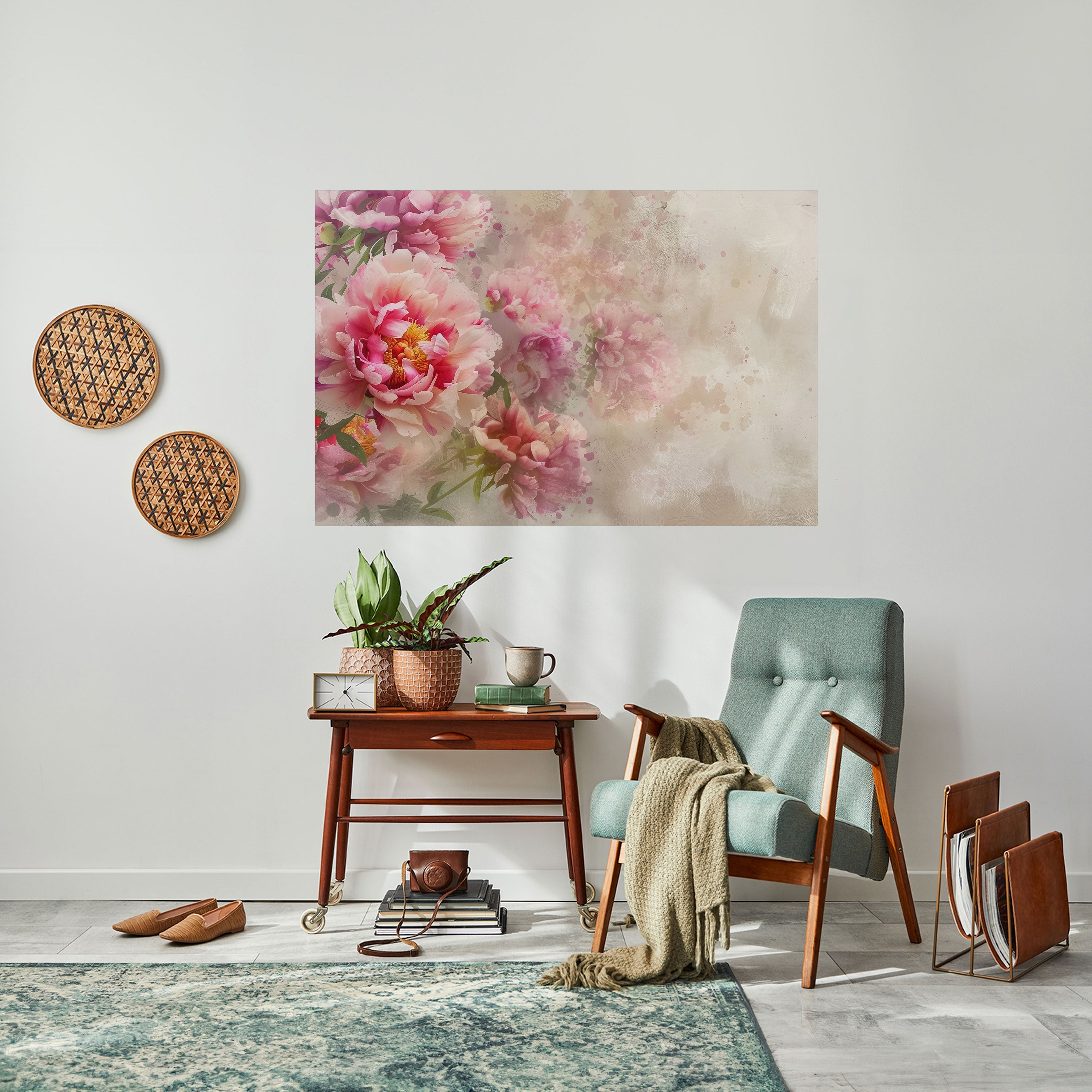 Horizontales Poster „PEONY WHISPER“ zum Abziehen und Aufkleben