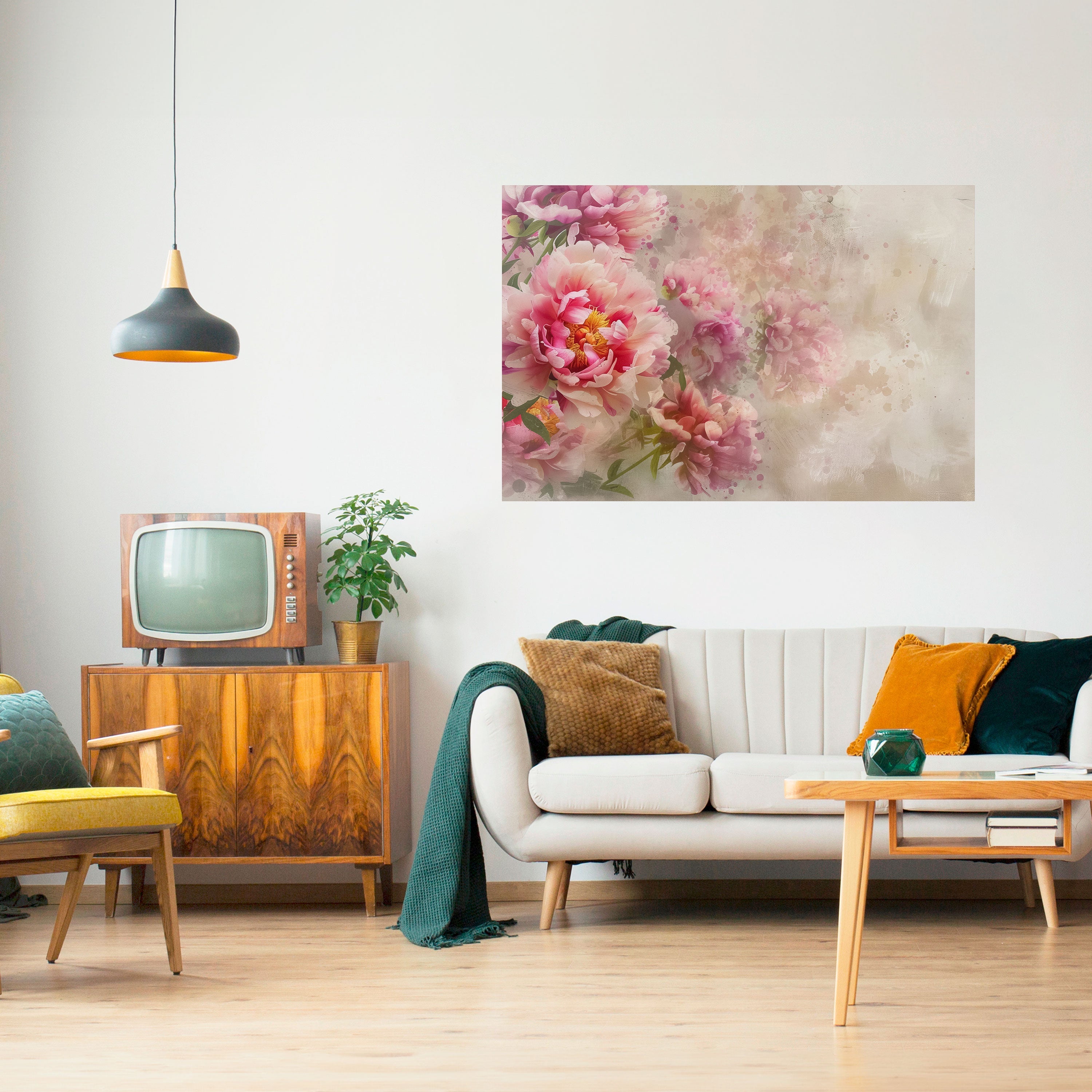 Horizontales Poster „PEONY WHISPER“ zum Abziehen und Aufkleben