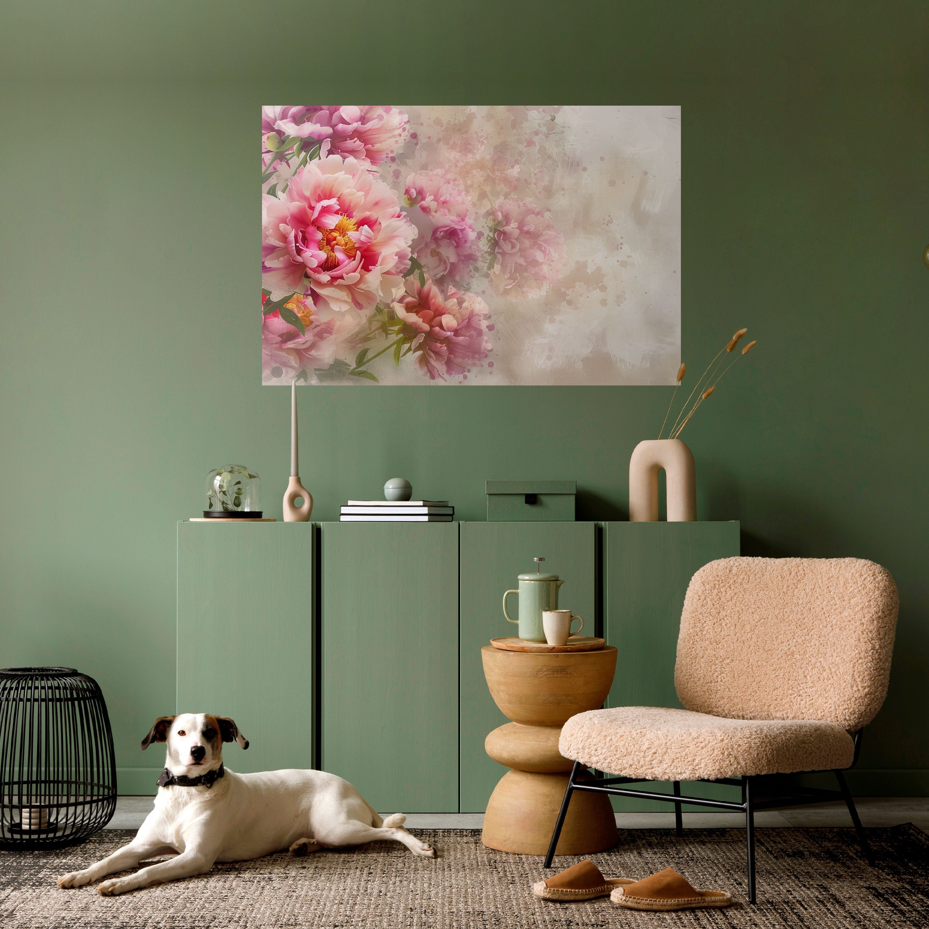 Horizontales Poster „PEONY WHISPER“ zum Abziehen und Aufkleben