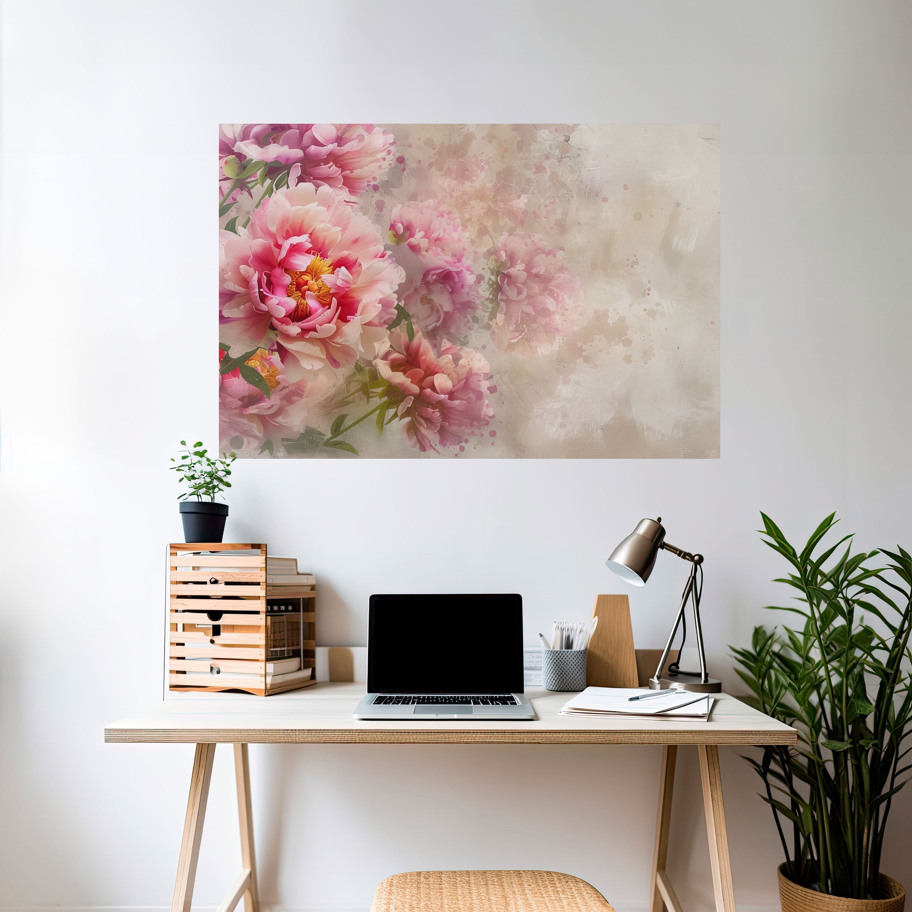 Horizontales Poster „PEONY WHISPER“ zum Abziehen und Aufkleben