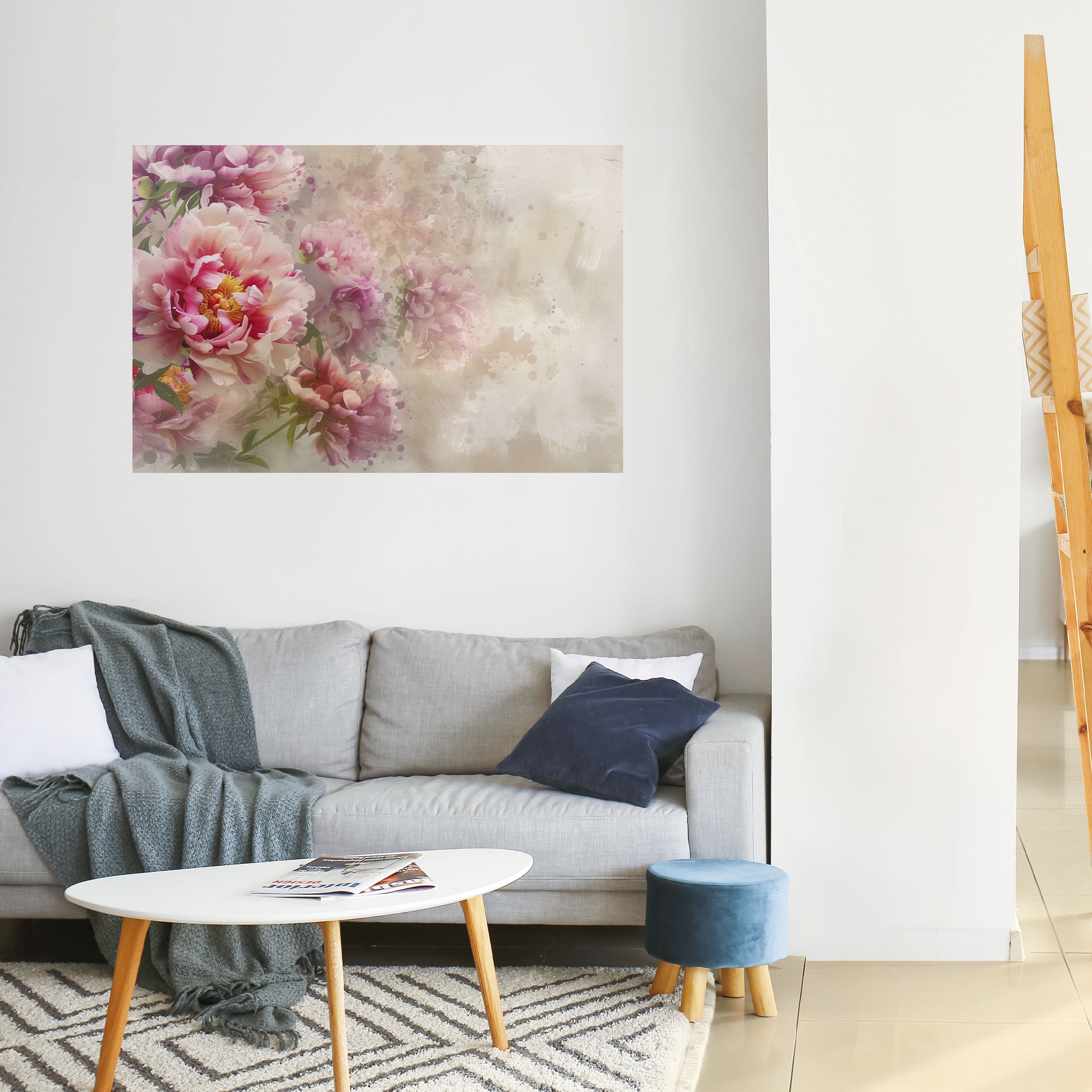 Horizontales Poster „PEONY WHISPER“ zum Abziehen und Aufkleben