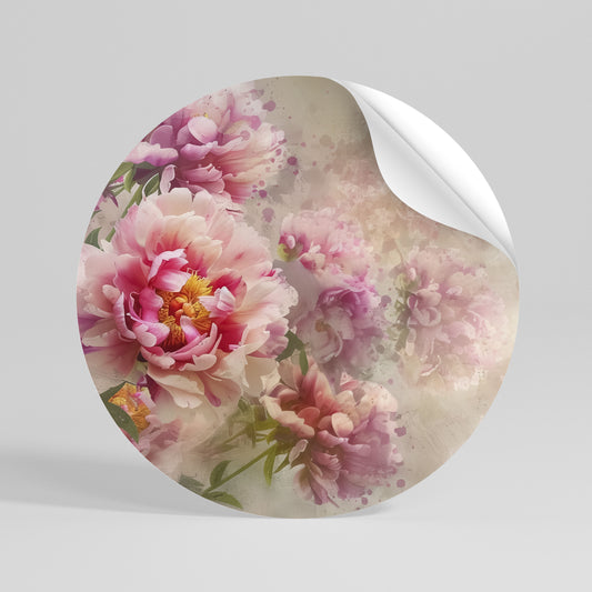 PEONY WHISPER Runder Wandsticker zum Abziehen und Aufkleben