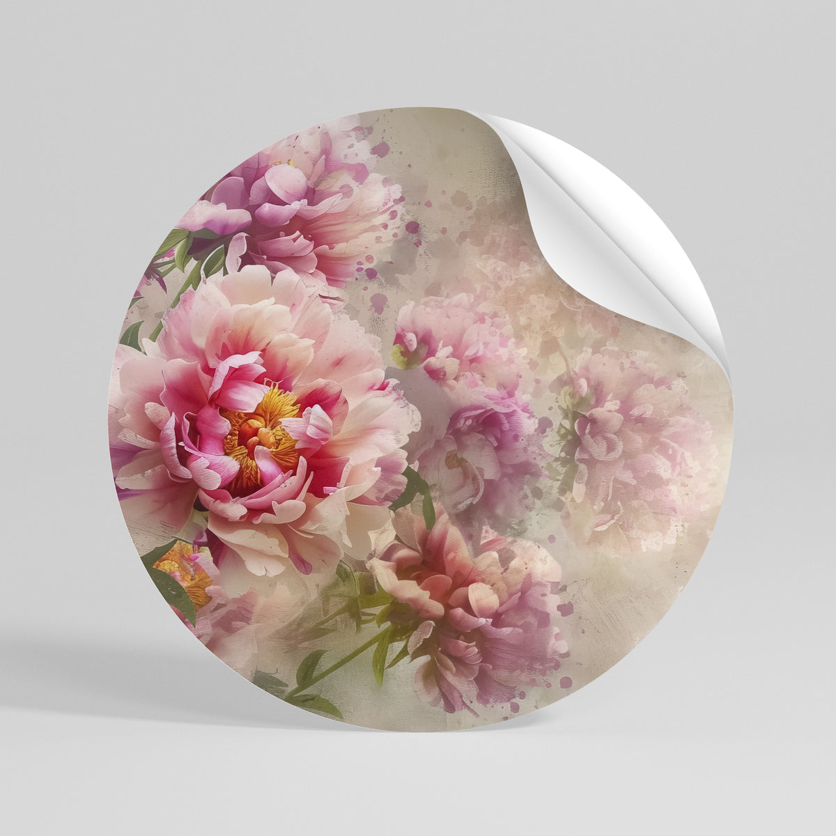PEONY WHISPER Runder Wandsticker zum Abziehen und Aufkleben