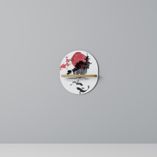 CHERRY SHADOWS Ovales Kunstregal in Eiche-Optik