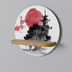 CHERRY SHADOWS Rundes Kunstregal in Eiche-Optik