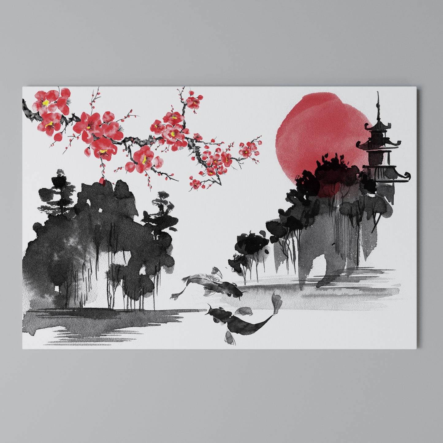 CHERRY SHADOWS Horizontal Canvas Print