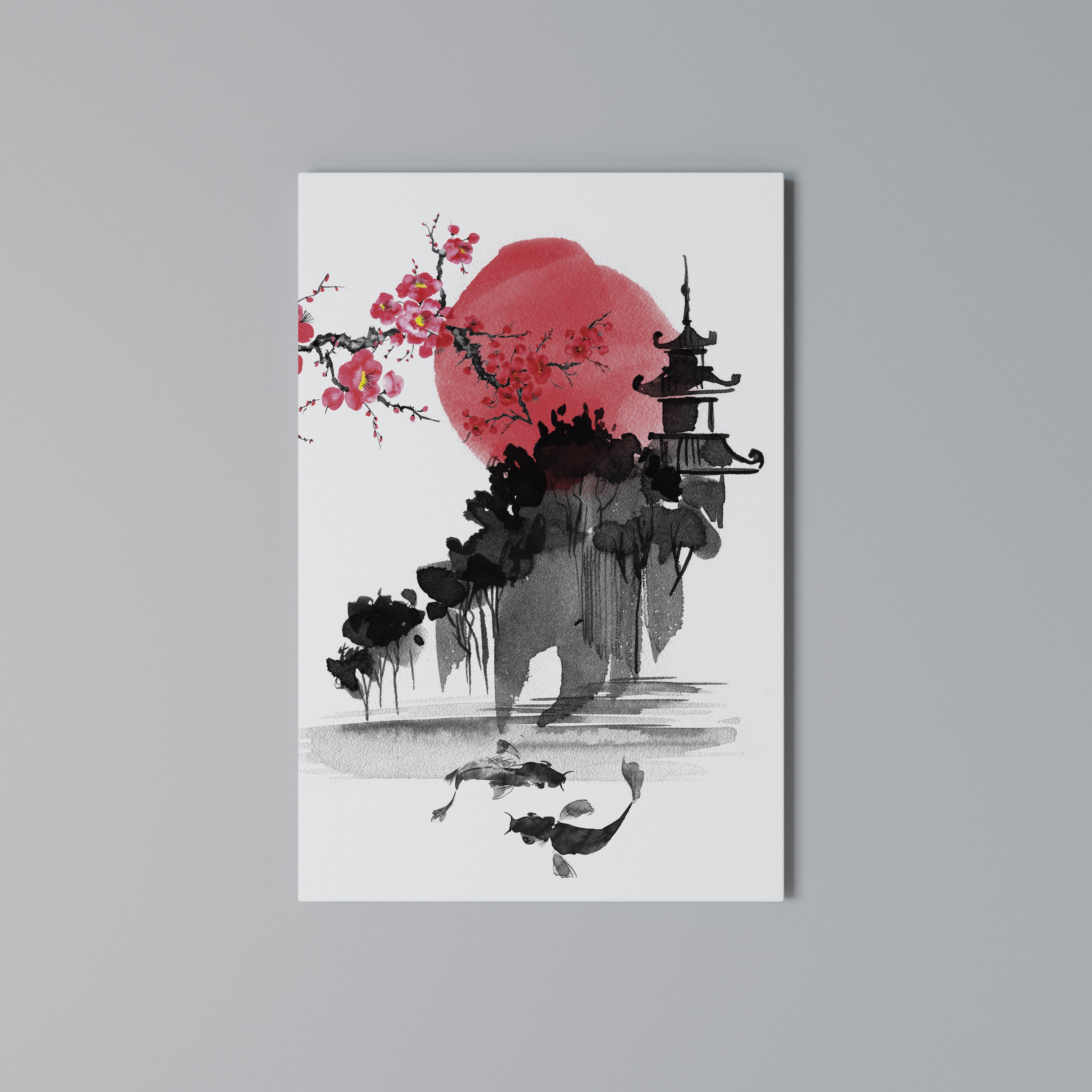CHERRY SHADOWS Vertical Canvas Print