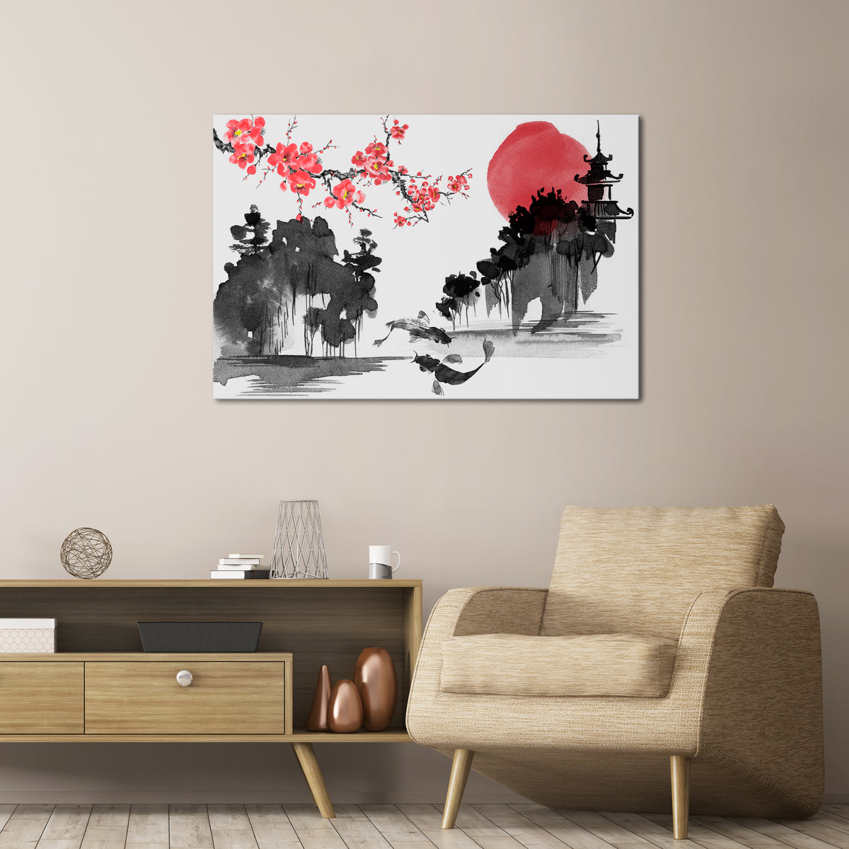 CHERRY SHADOWS Horizontal Canvas Print