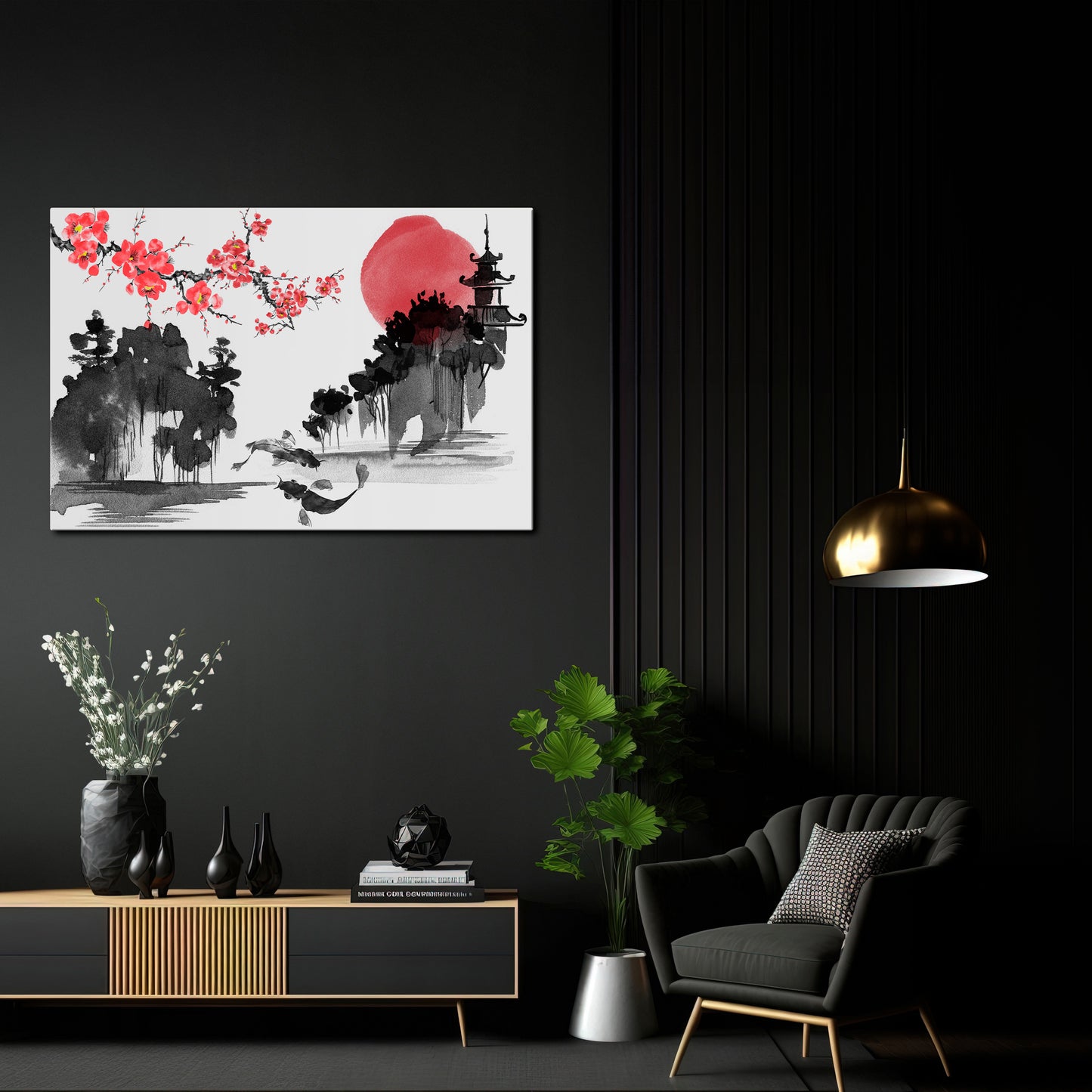 CHERRY SHADOWS Horizontal Canvas Print