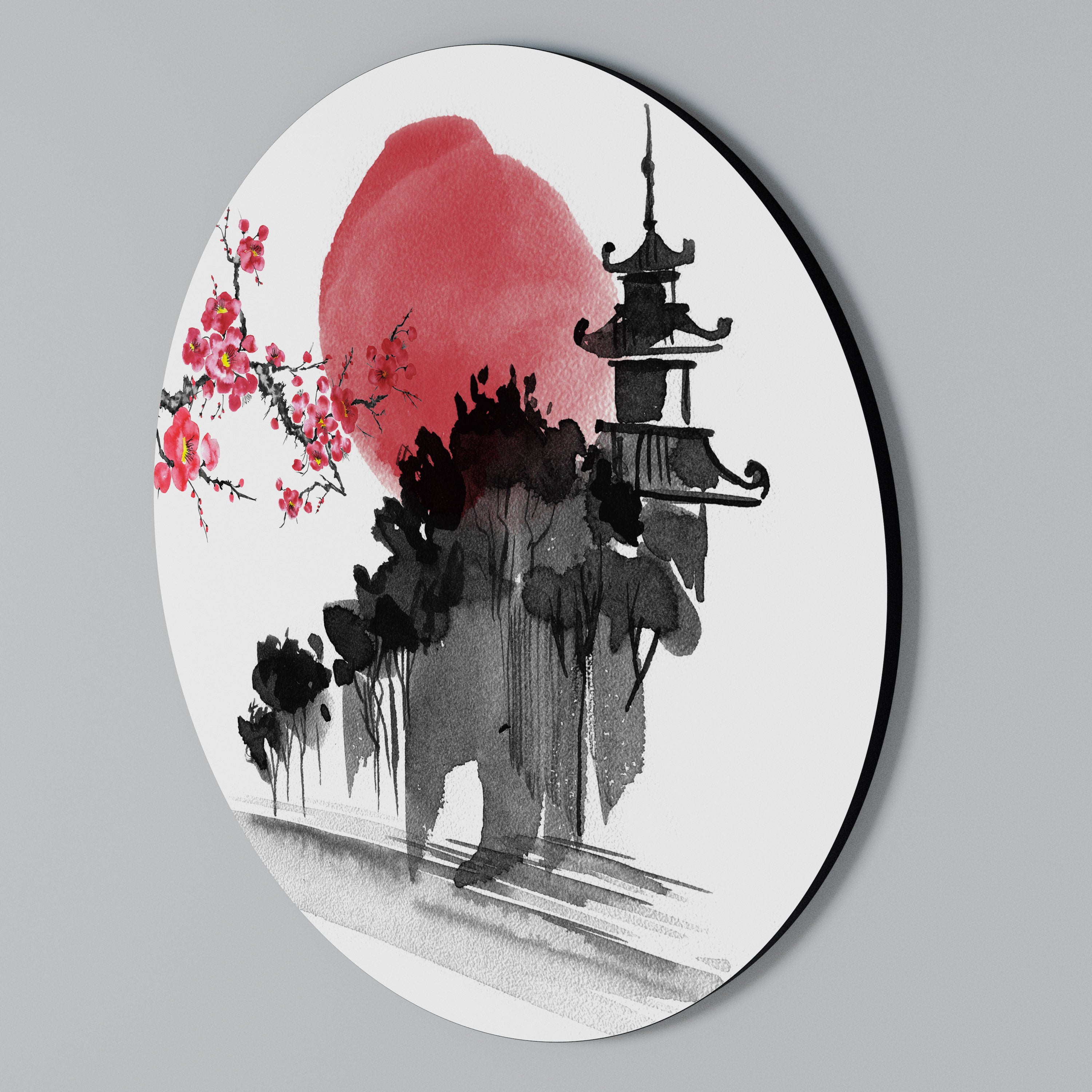 CHERRY SHADOWS Rundes Wandbild