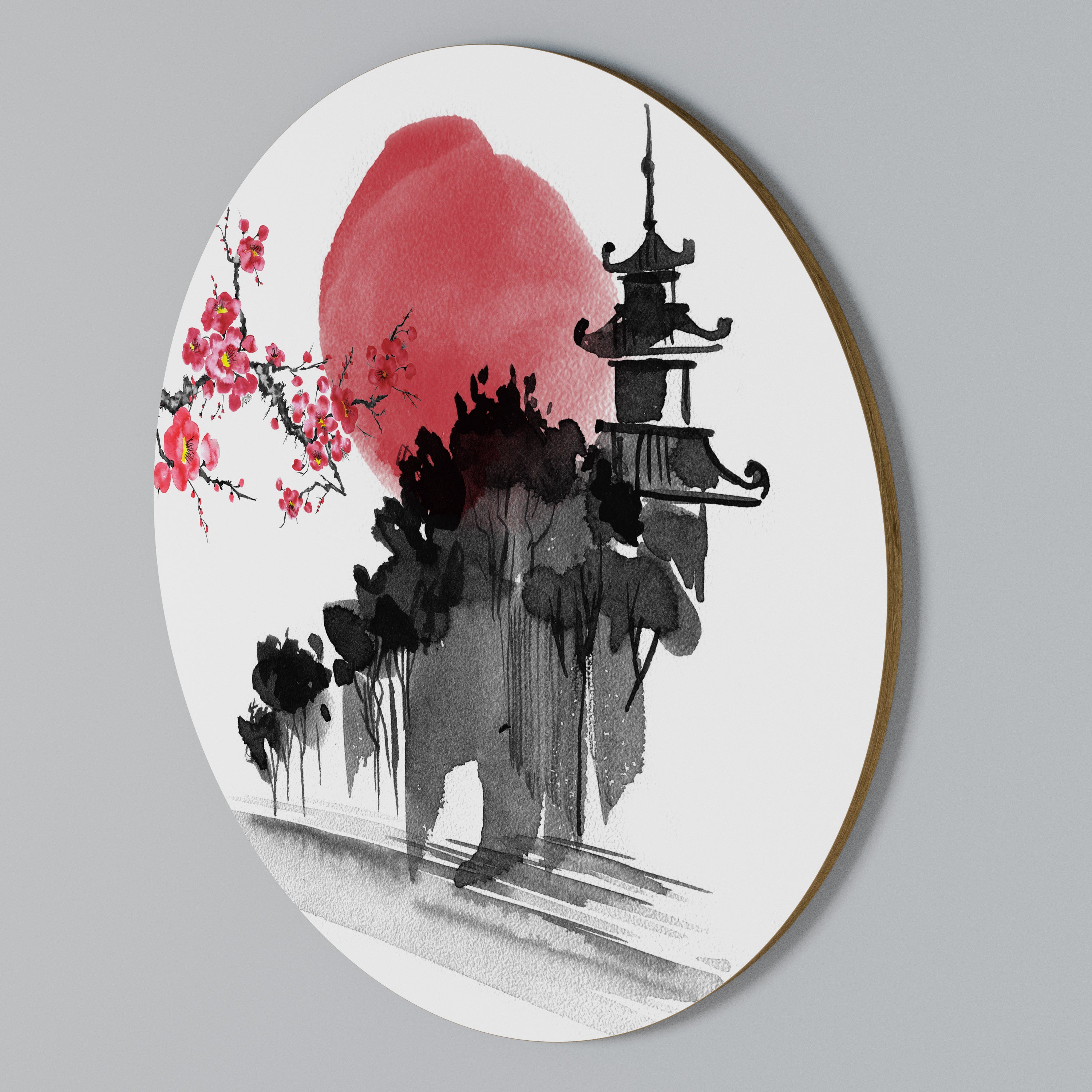 CHERRY SHADOWS Round Wall Art