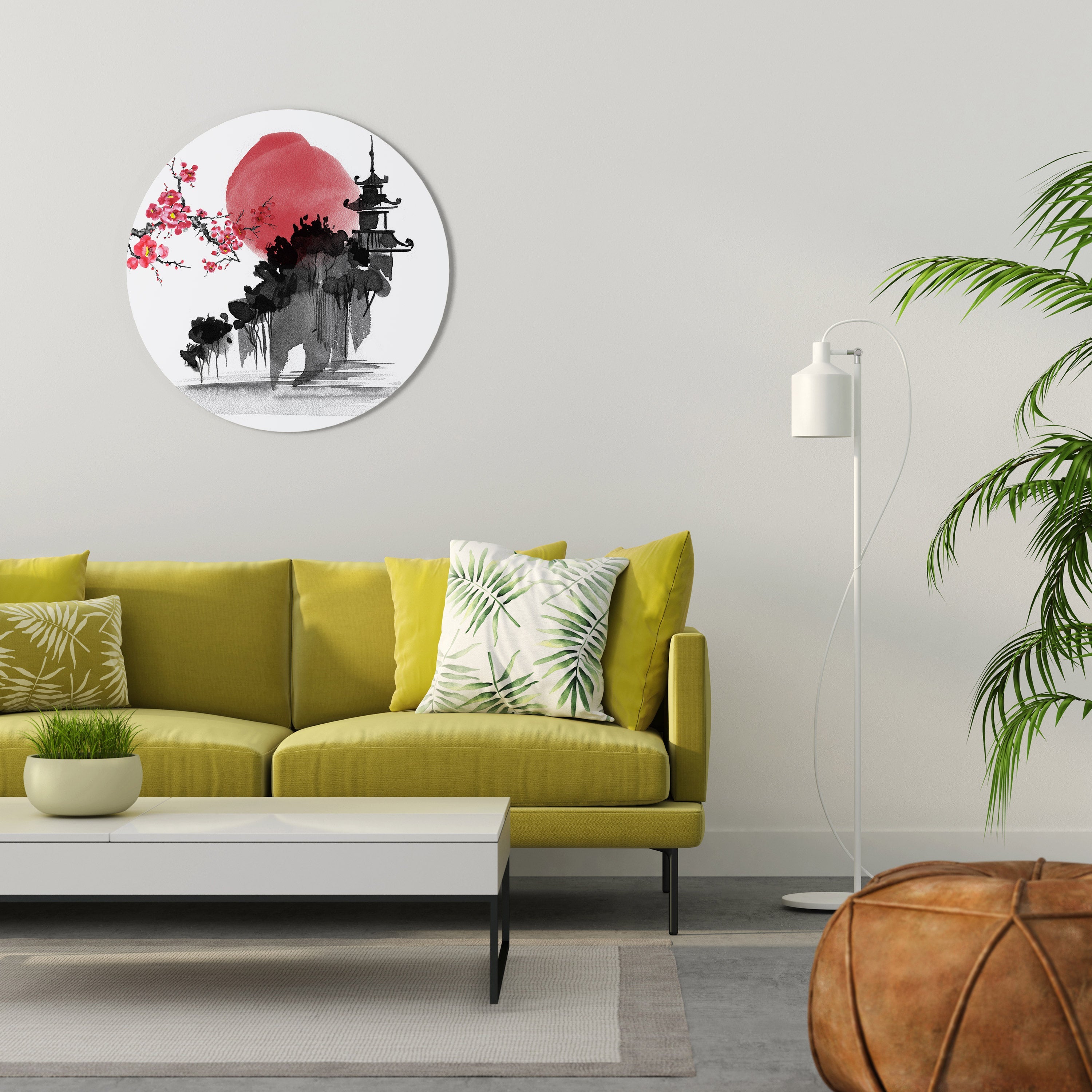 CHERRY SHADOWS Runde Wandkunst