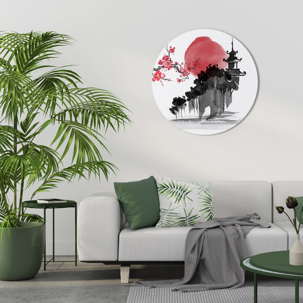 CHERRY SHADOWS Runde Wandkunst