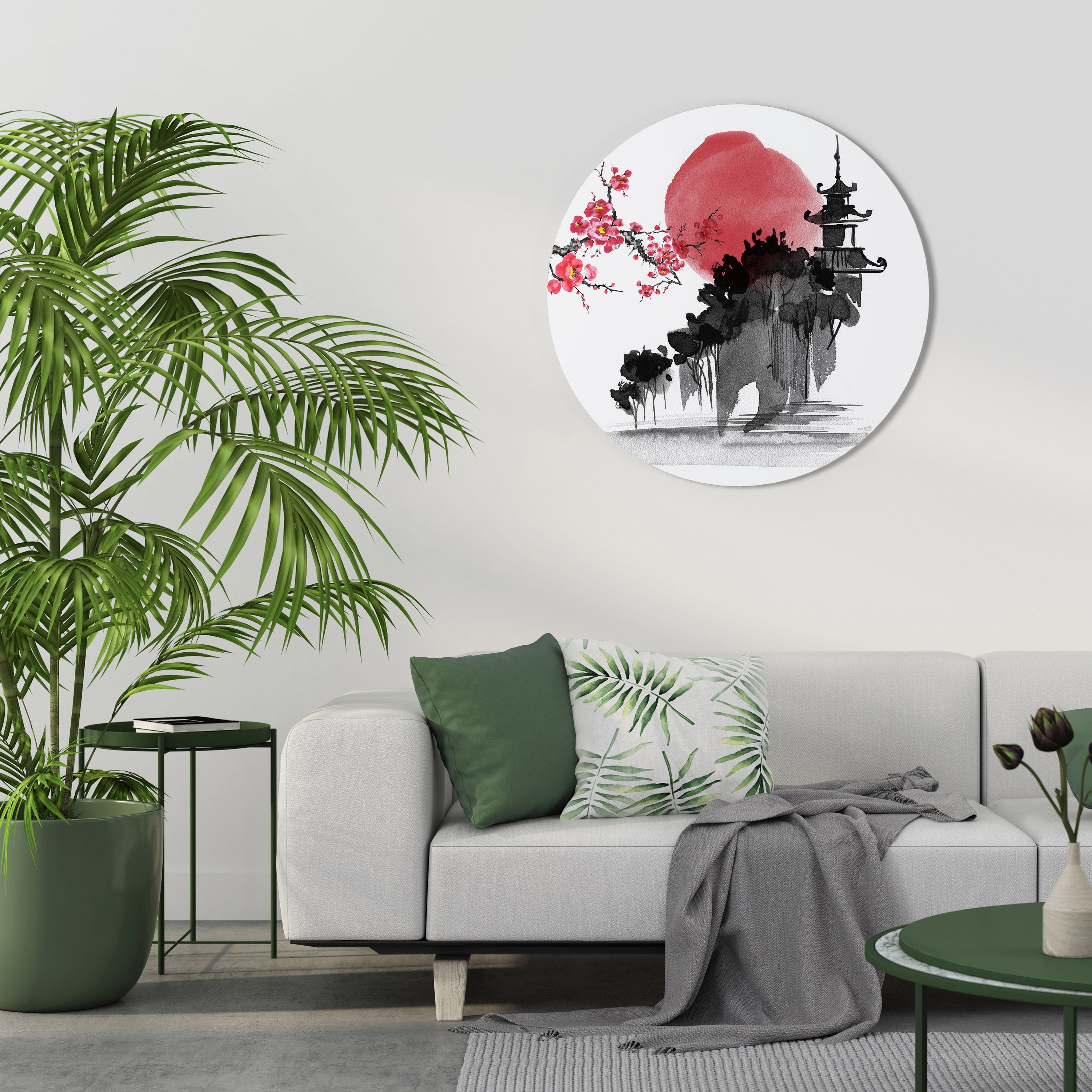 CHERRY SHADOWS Runde Wandkunst