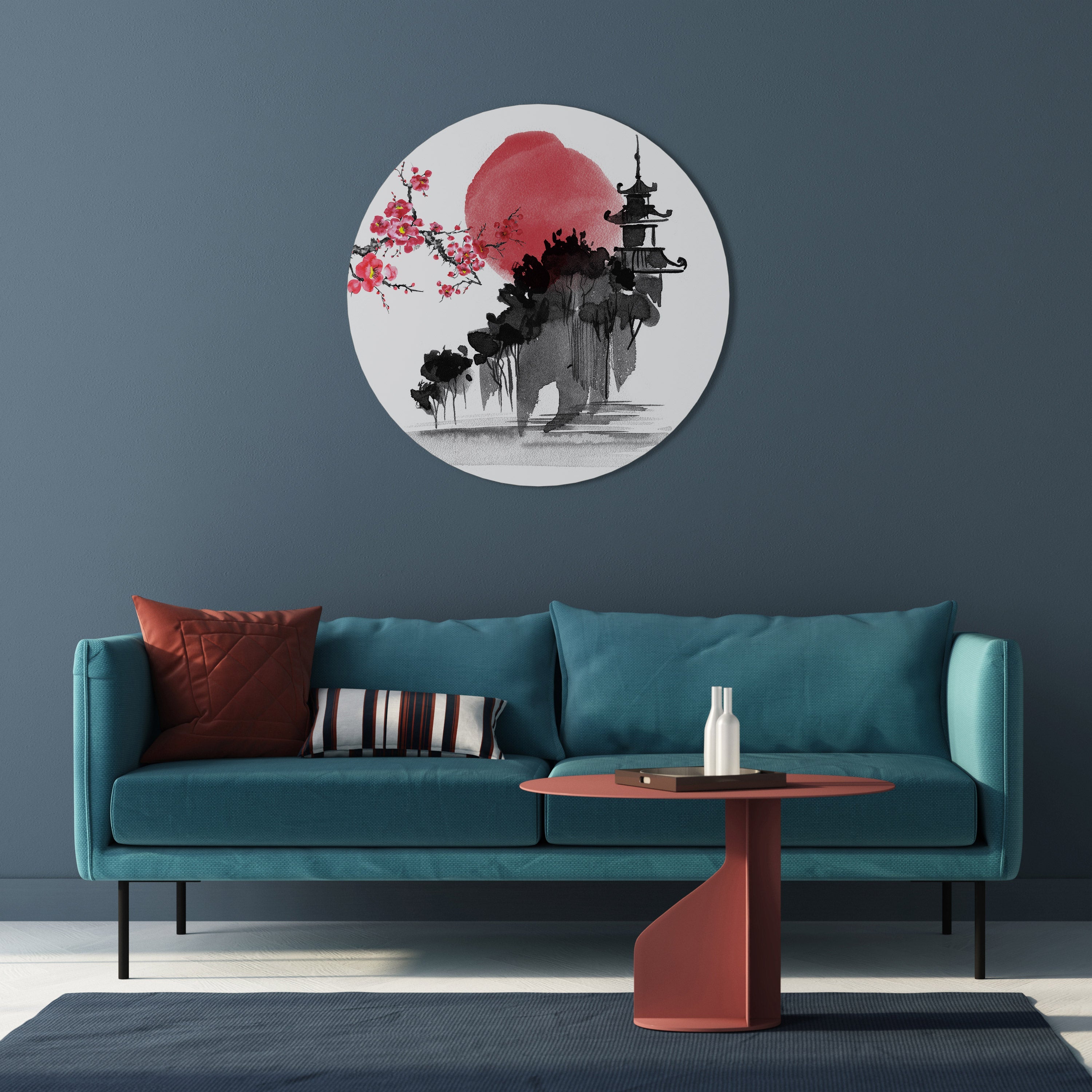 CHERRY SHADOWS Runde Wandkunst