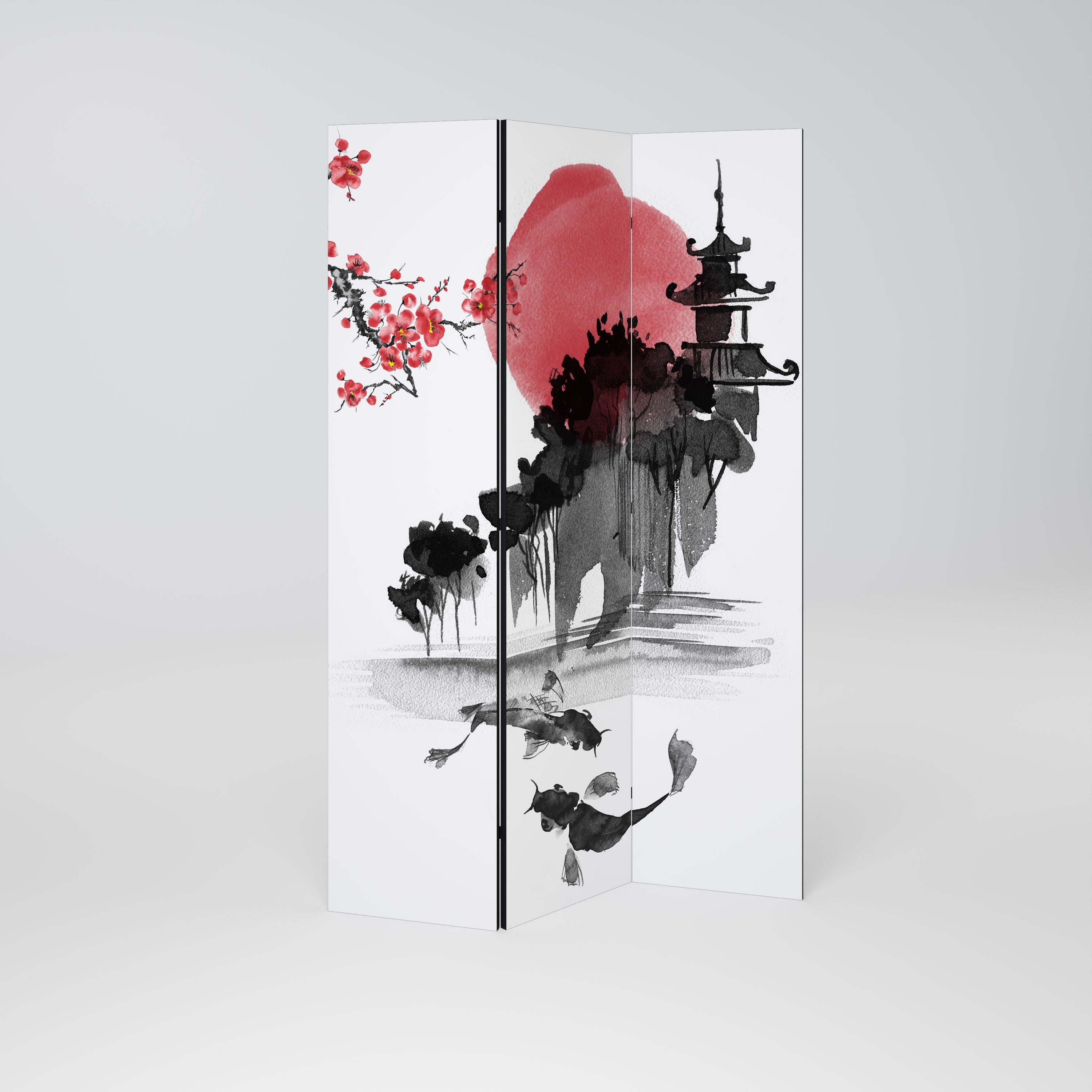 CHERRY SHADOWS Dekorativer 3-teiliger Raumteiler