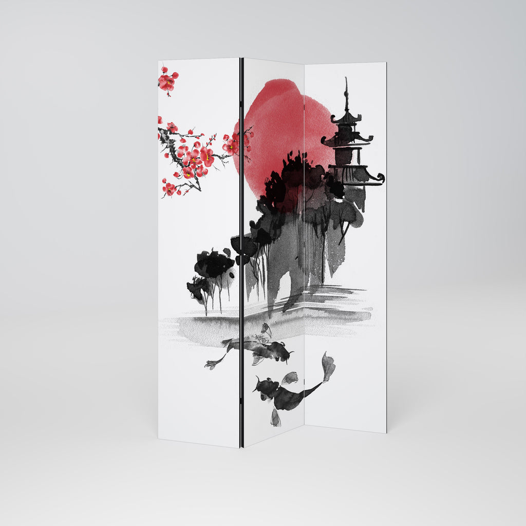 CHERRY SHADOWS Dekorativer 3-teiliger Raumteiler