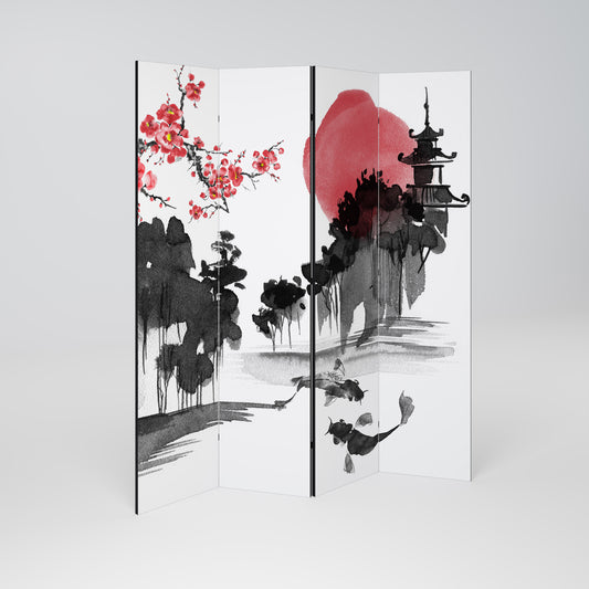 CHERRY SHADOWS 4-teiliger Paravent