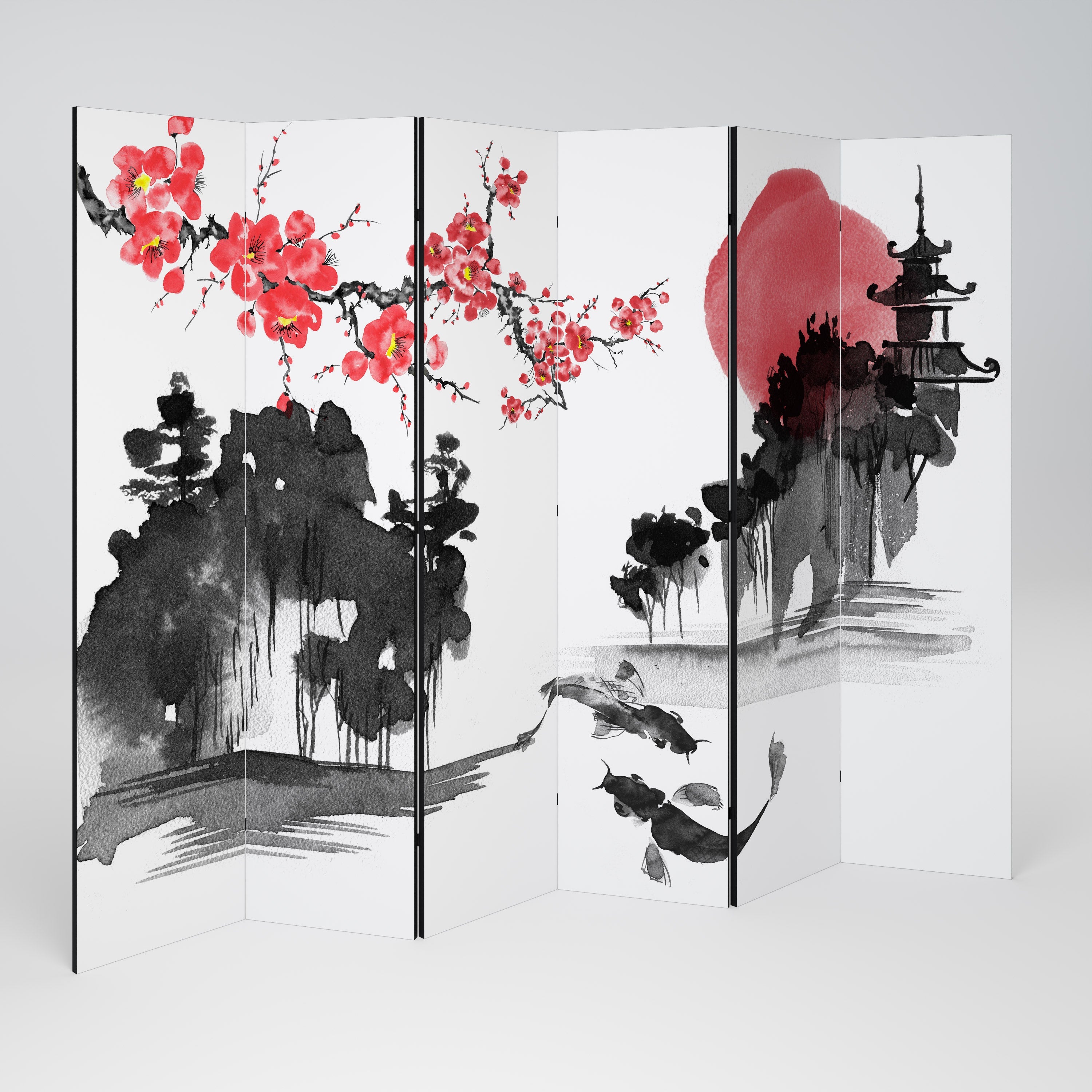 CHERRY SHADOWS Dekorativer 6-teiliger Raumteiler