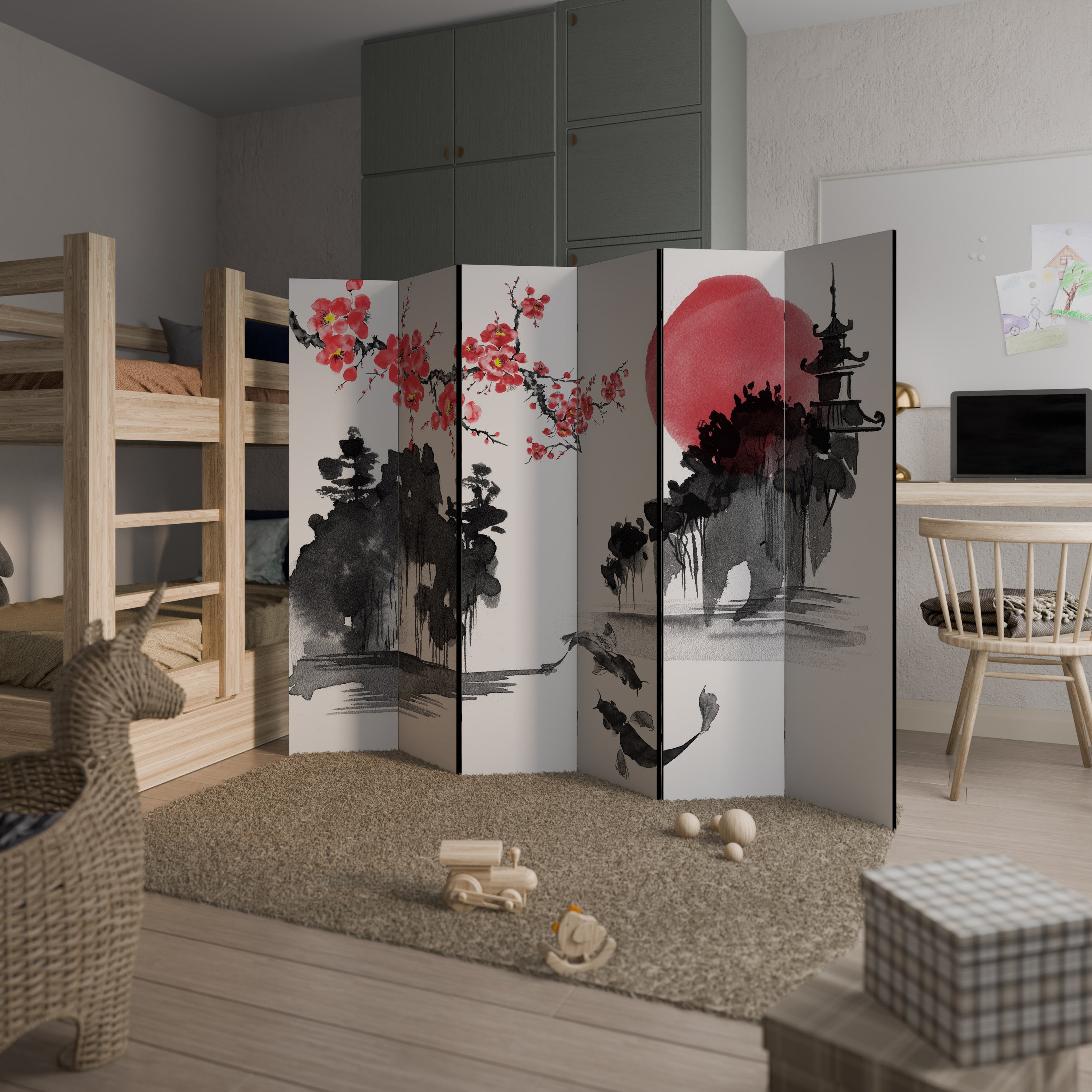 CHERRY SHADOWS Dekorativer 6-teiliger Raumteiler