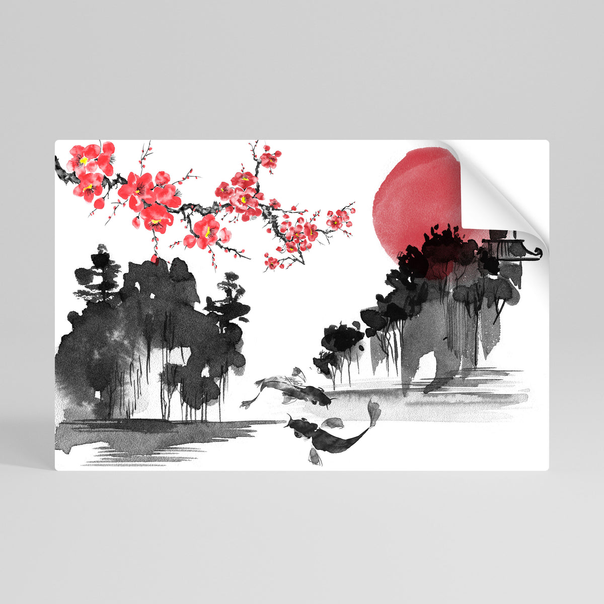 CHERRY SHADOWS Selbstklebendes Horizontal-Poster