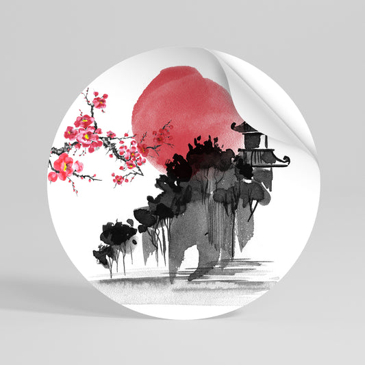 CHERRY SHADOWS Runder Wandsticker zum Abziehen und Aufkleben