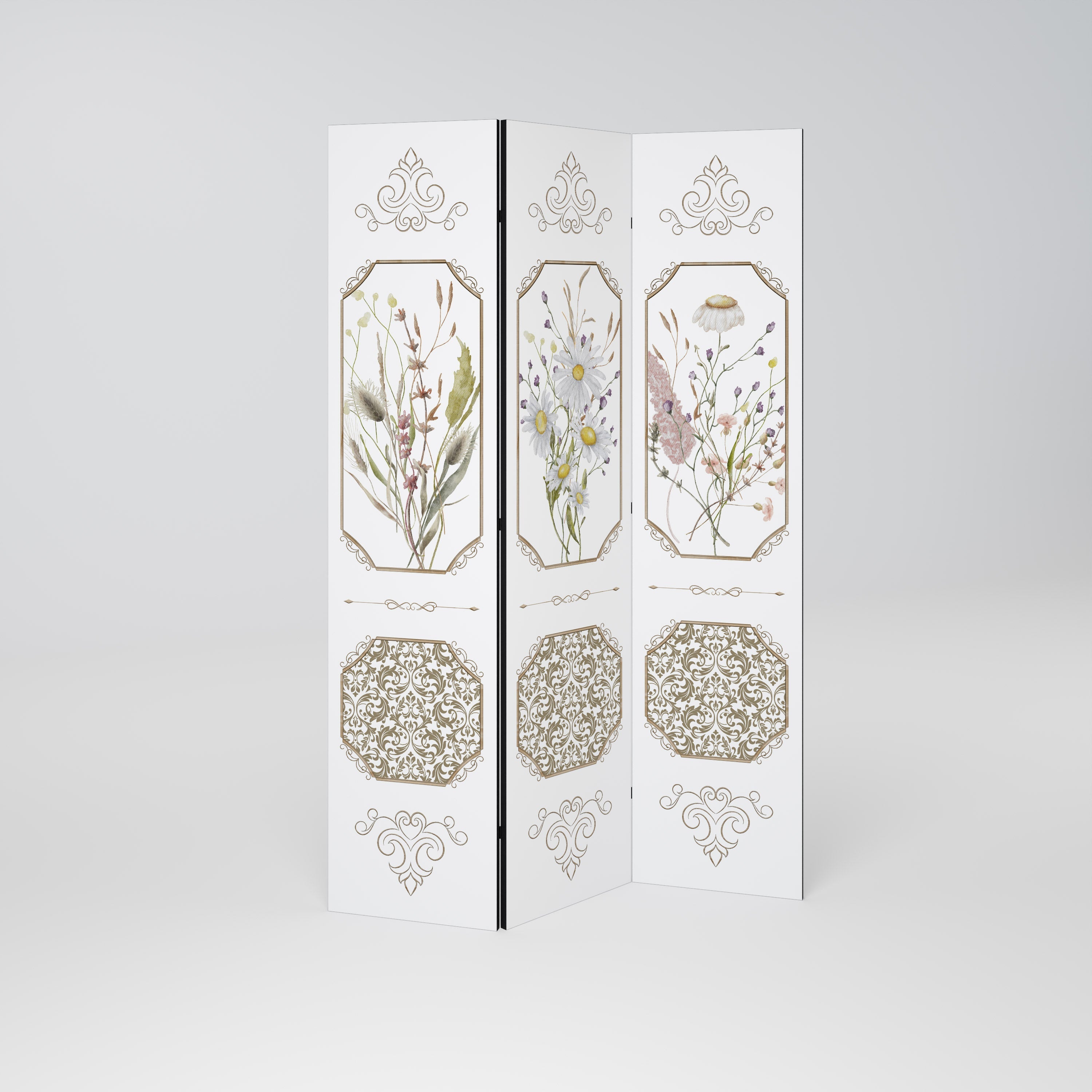 ELEGANTER BOTANISCHER WANDTEPPICH Dekorativer 3-teiliger Raumteiler