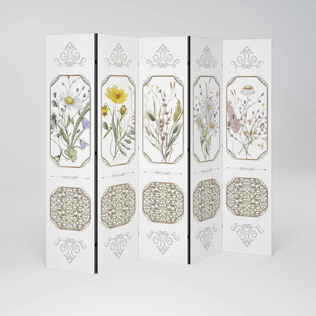 ELEGANTER BOTANISCHER WANDTEPPICH Dekorativer 5-teiliger Raumteiler
