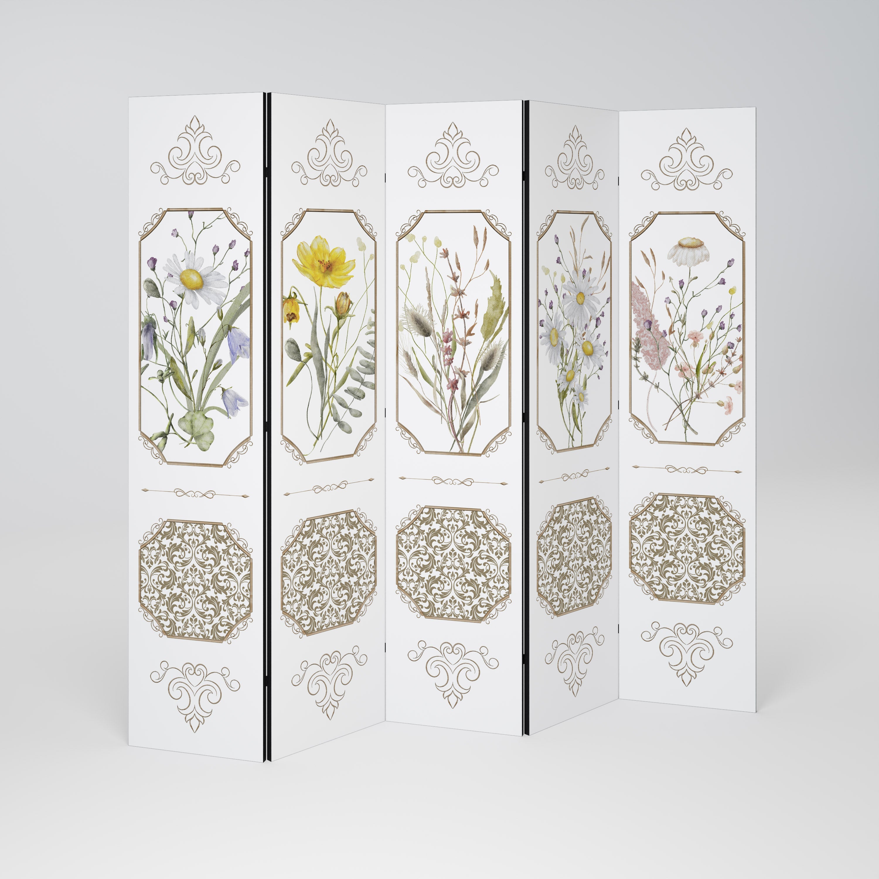 ELEGANTER BOTANISCHER WANDTEPPICH Dekorativer 5-teiliger Raumteiler