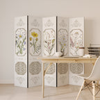 ELEGANT BOTANICAL TAPESTRY Decorative 5-Panel Room Divider