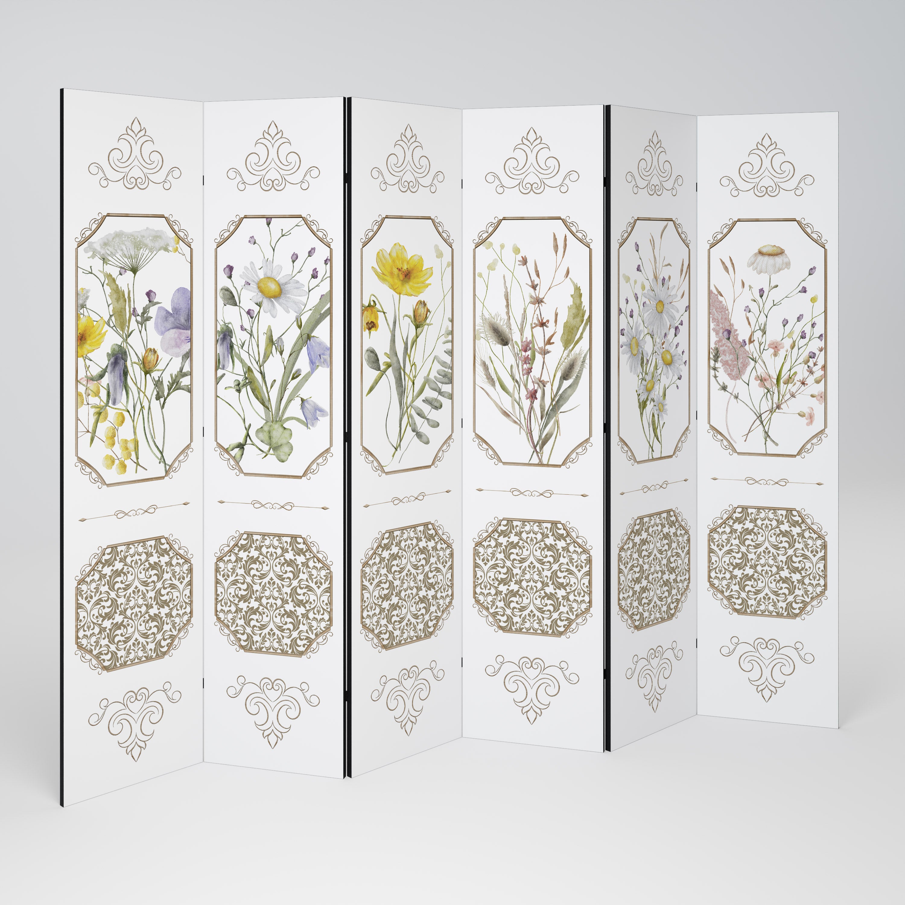 ELEGANT BOTANICAL TAPESTRY 6-Panel Room Divider