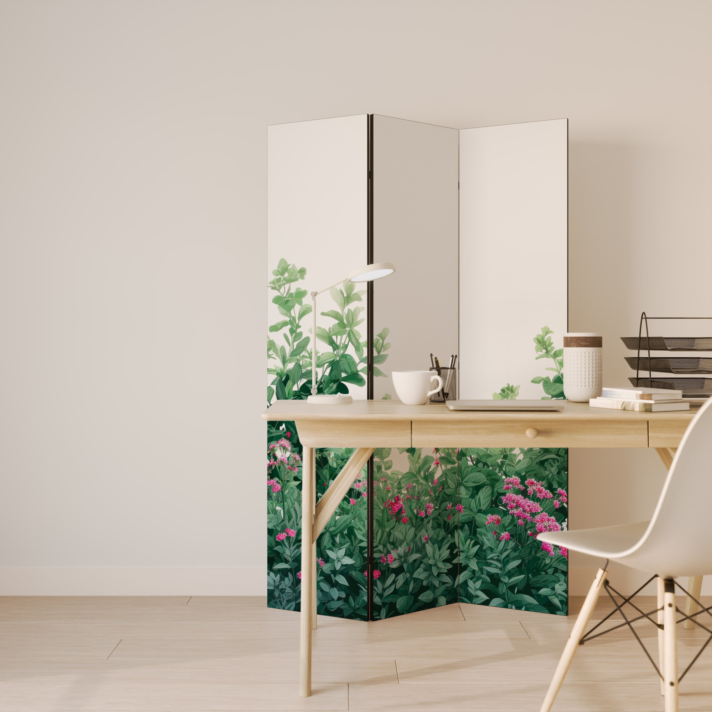FLORAL SERENITY BARRIER Dekorativer 3-teiliger Raumteiler