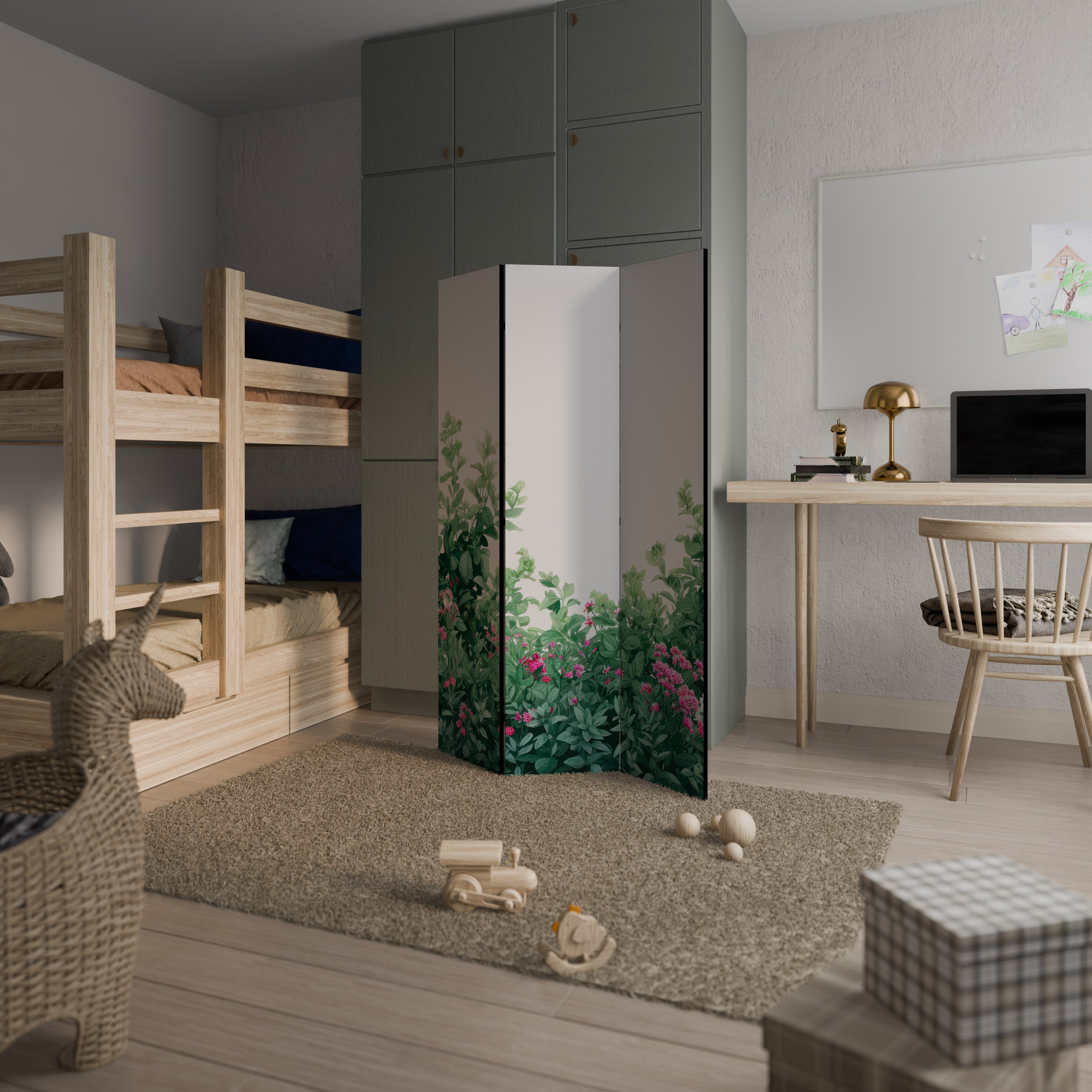 FLORAL SERENITY BARRIER Dekorativer 3-teiliger Raumteiler