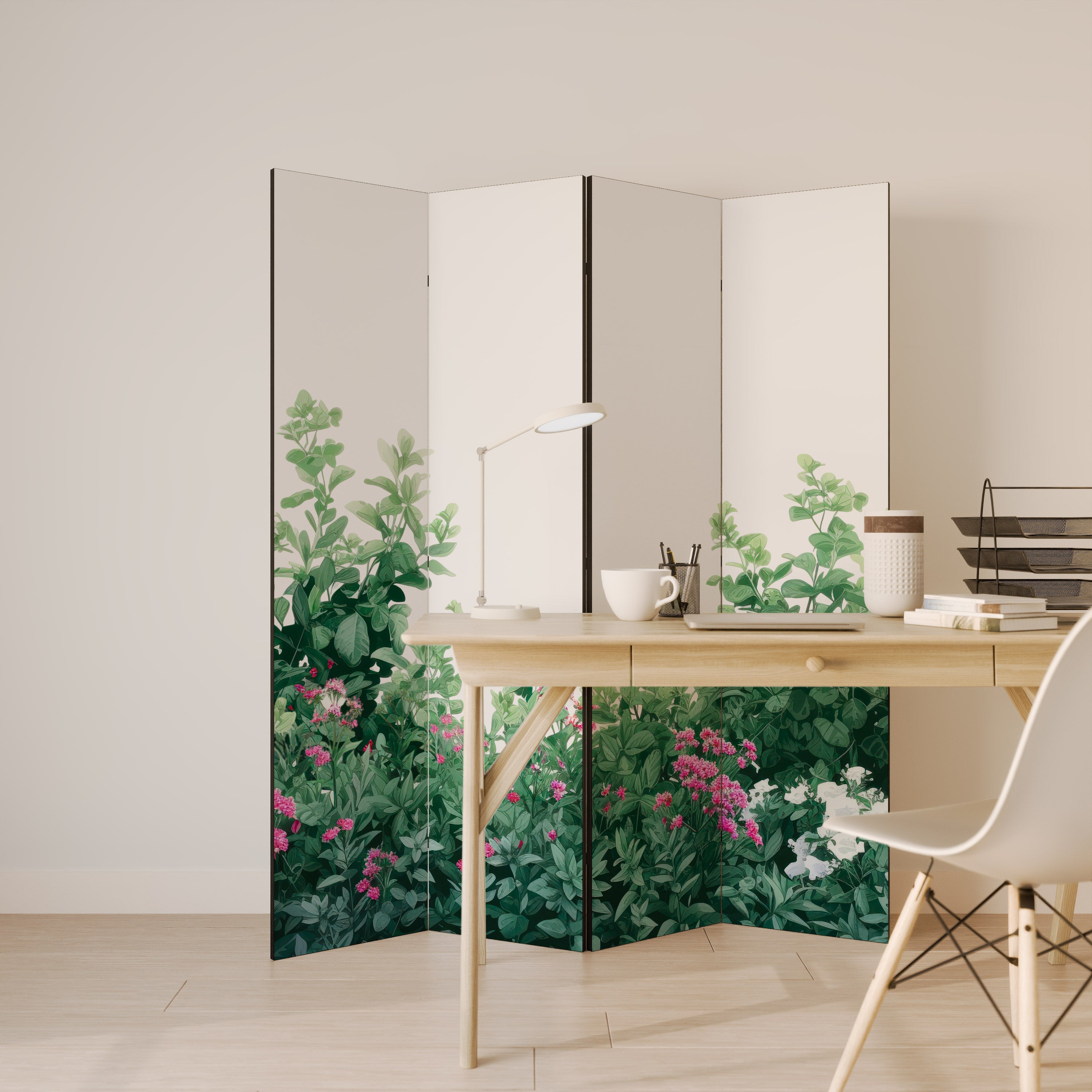 FLORAL SERENITY BARRIER Dekorativer 4-teiliger Raumteiler