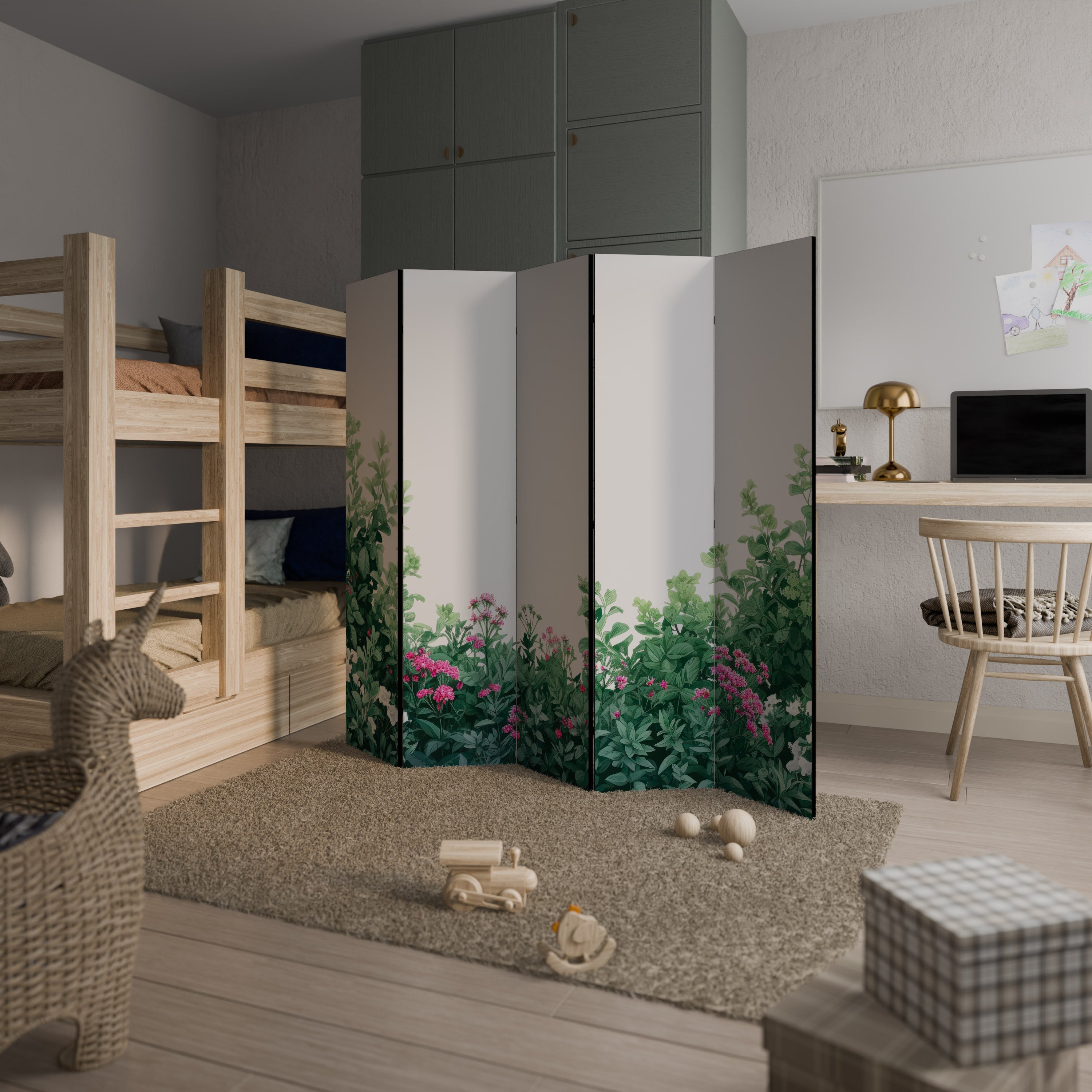 FLORAL SERENITY BARRIER Dekorativer 5-teiliger Raumteiler