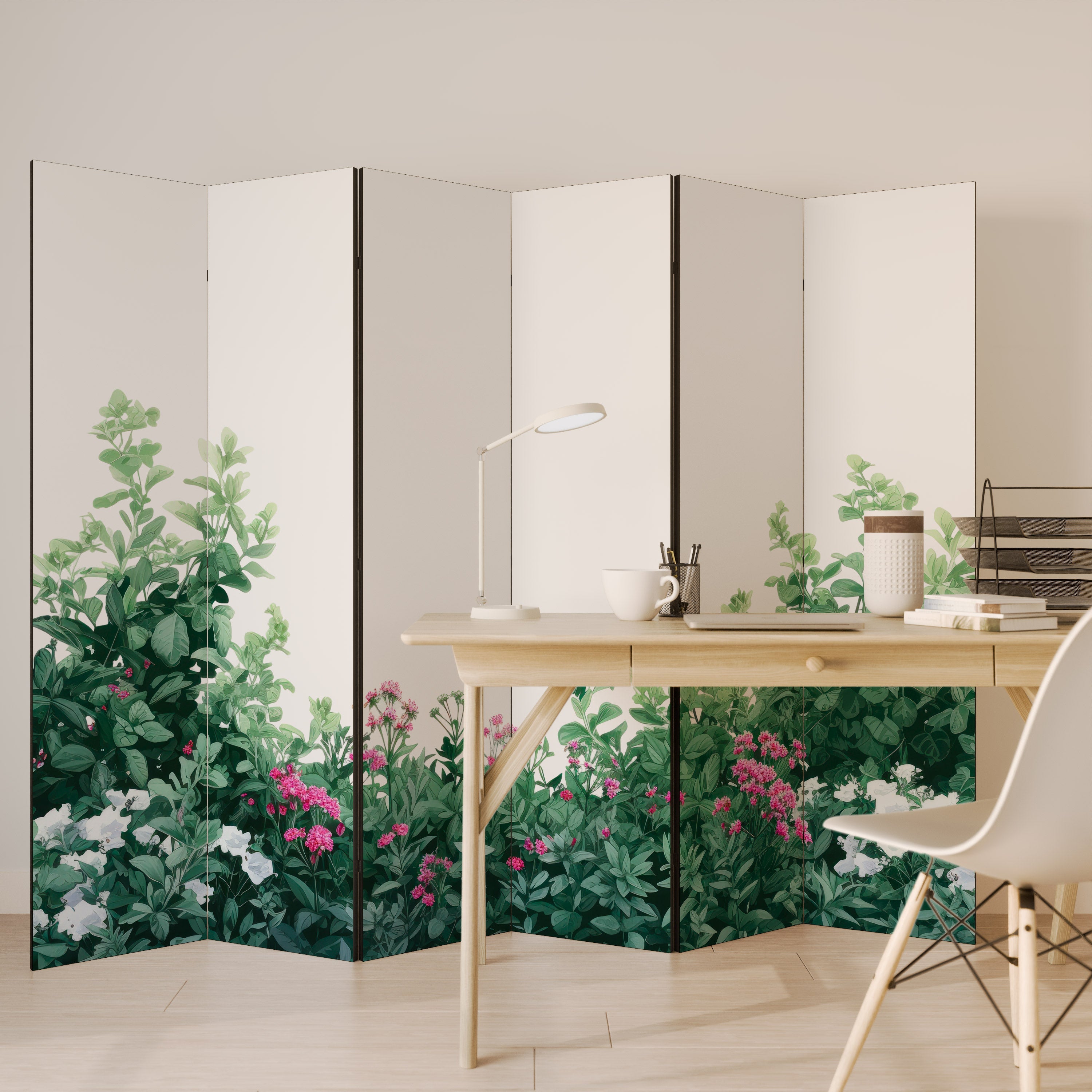FLORAL SERENITY BARRIER Dekorativer 6-teiliger Raumteiler