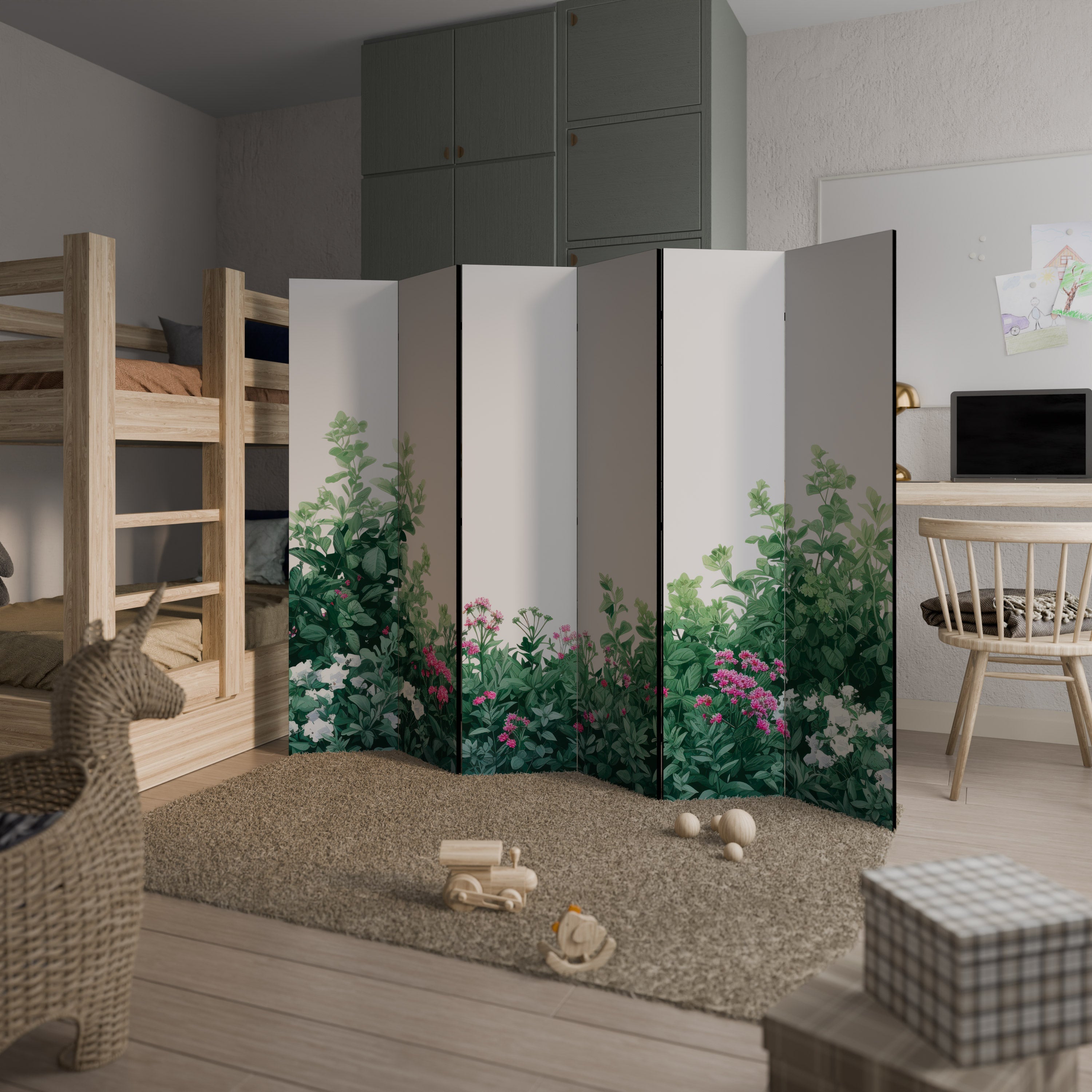 FLORAL SERENITY BARRIER Dekorativer 6-teiliger Raumteiler