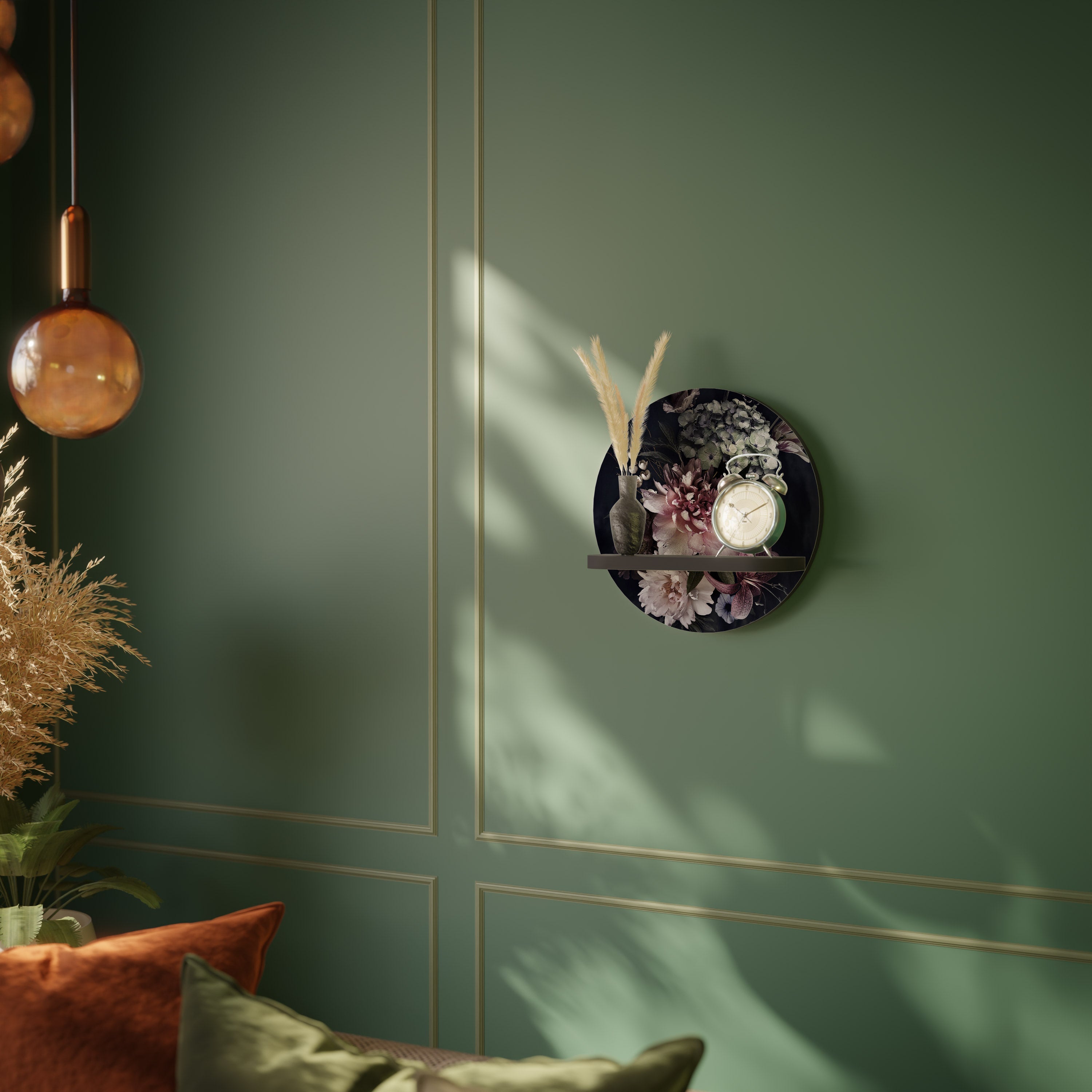 PURE BLOSSOM Rundes Kunstregal in Schwarz