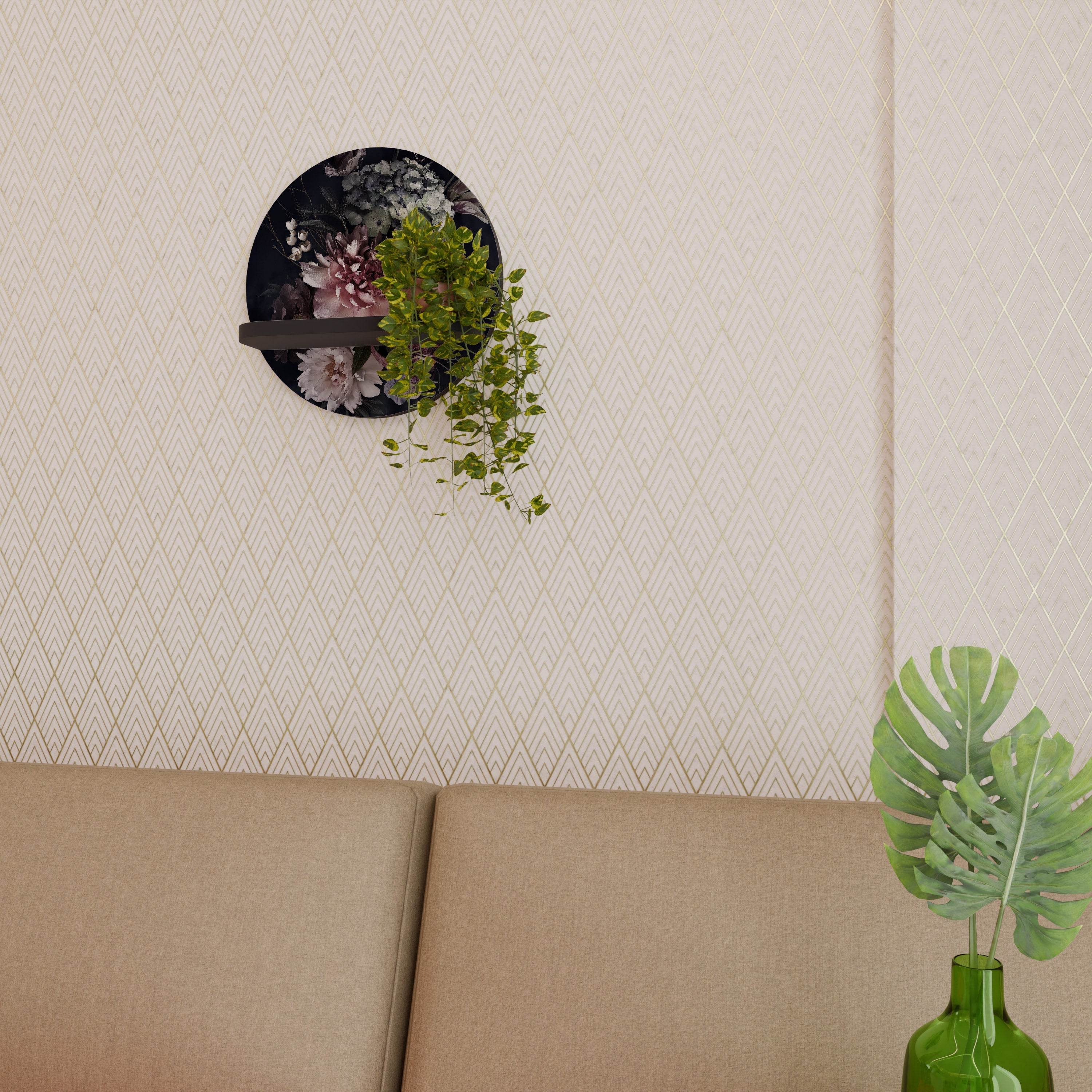 PURE BLOSSOM Rundes Kunstregal in Schwarz