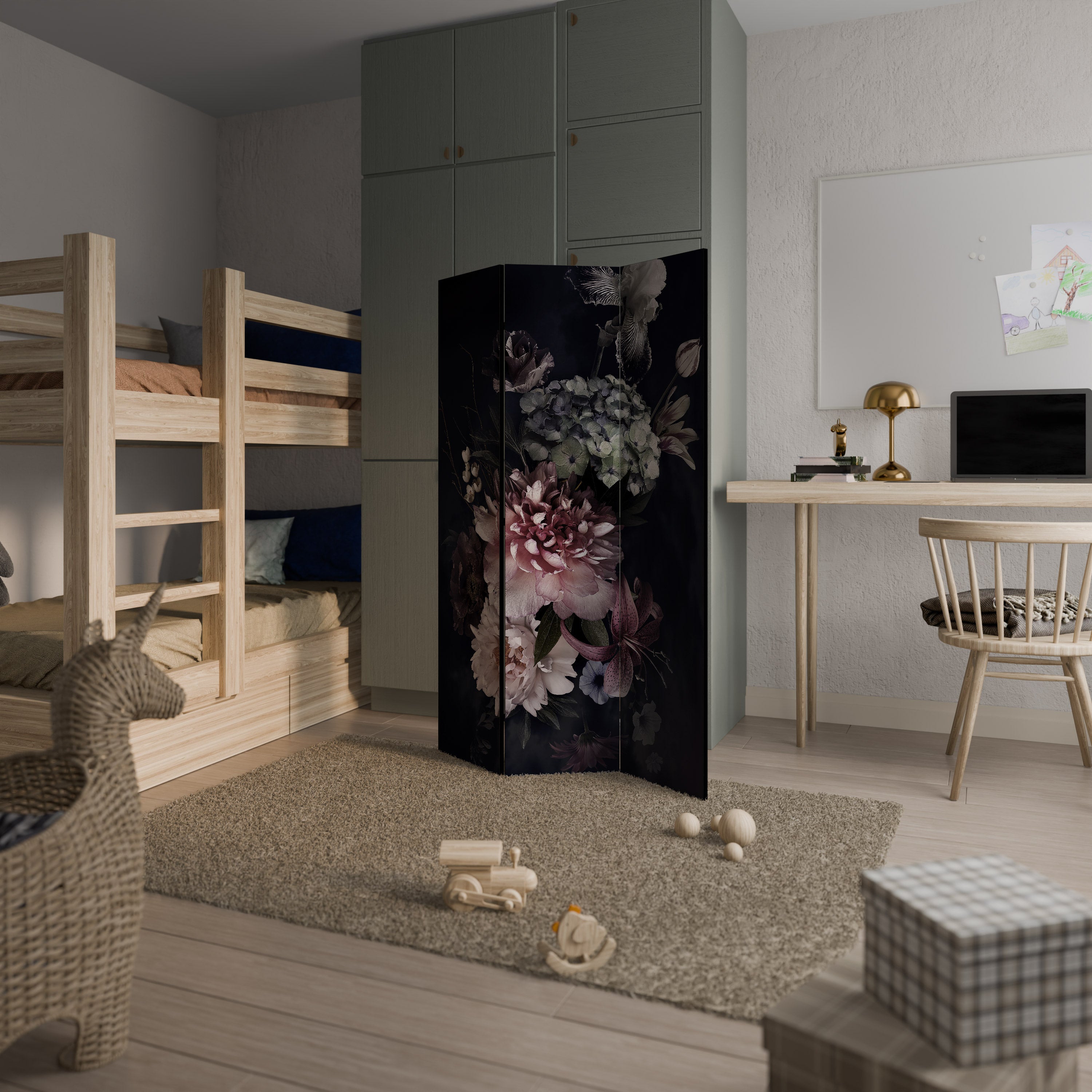 PURE BLOSSOM Dekorativer 3-teiliger Raumteiler