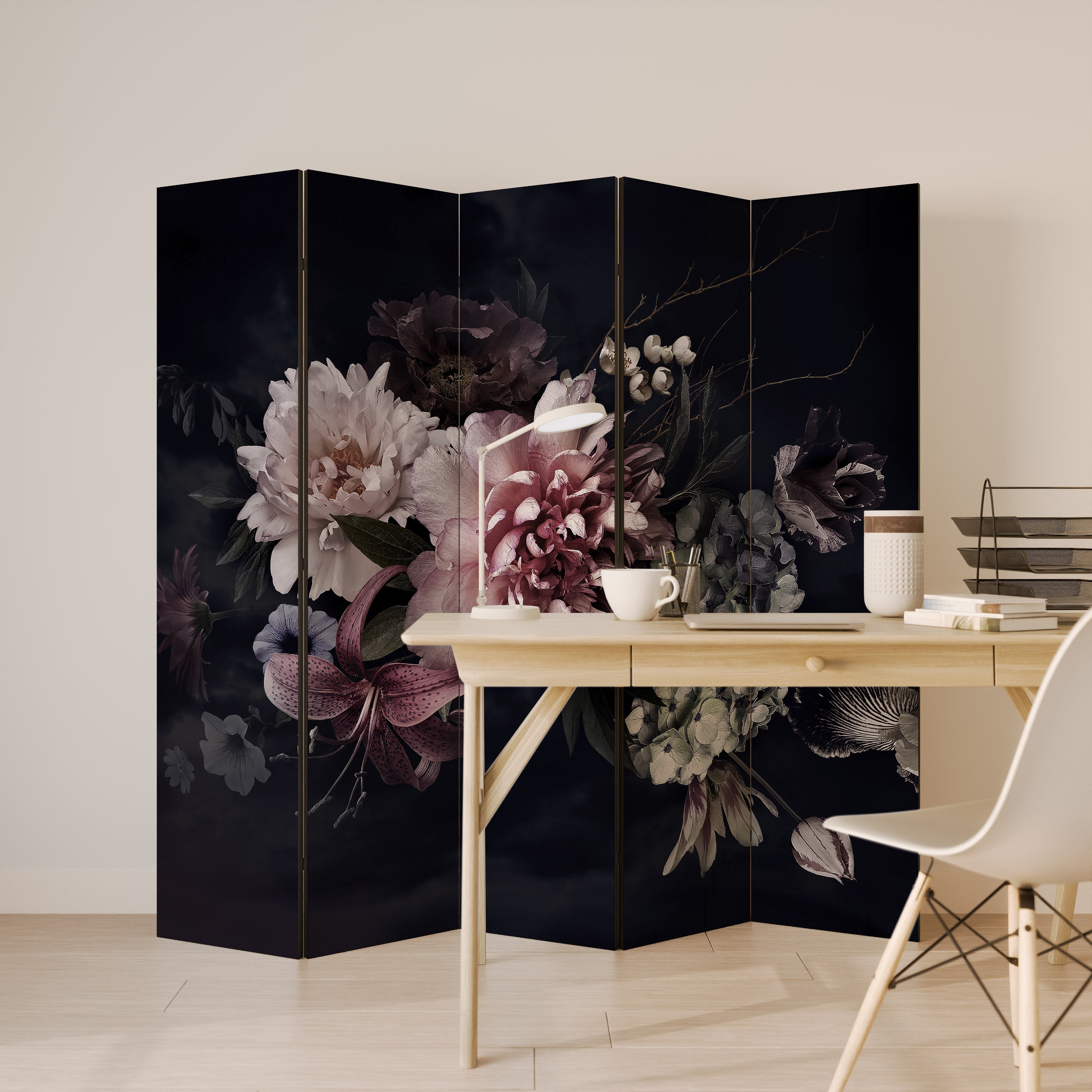 PURE BLOSSOM Dekorativer 5-teiliger Raumteiler