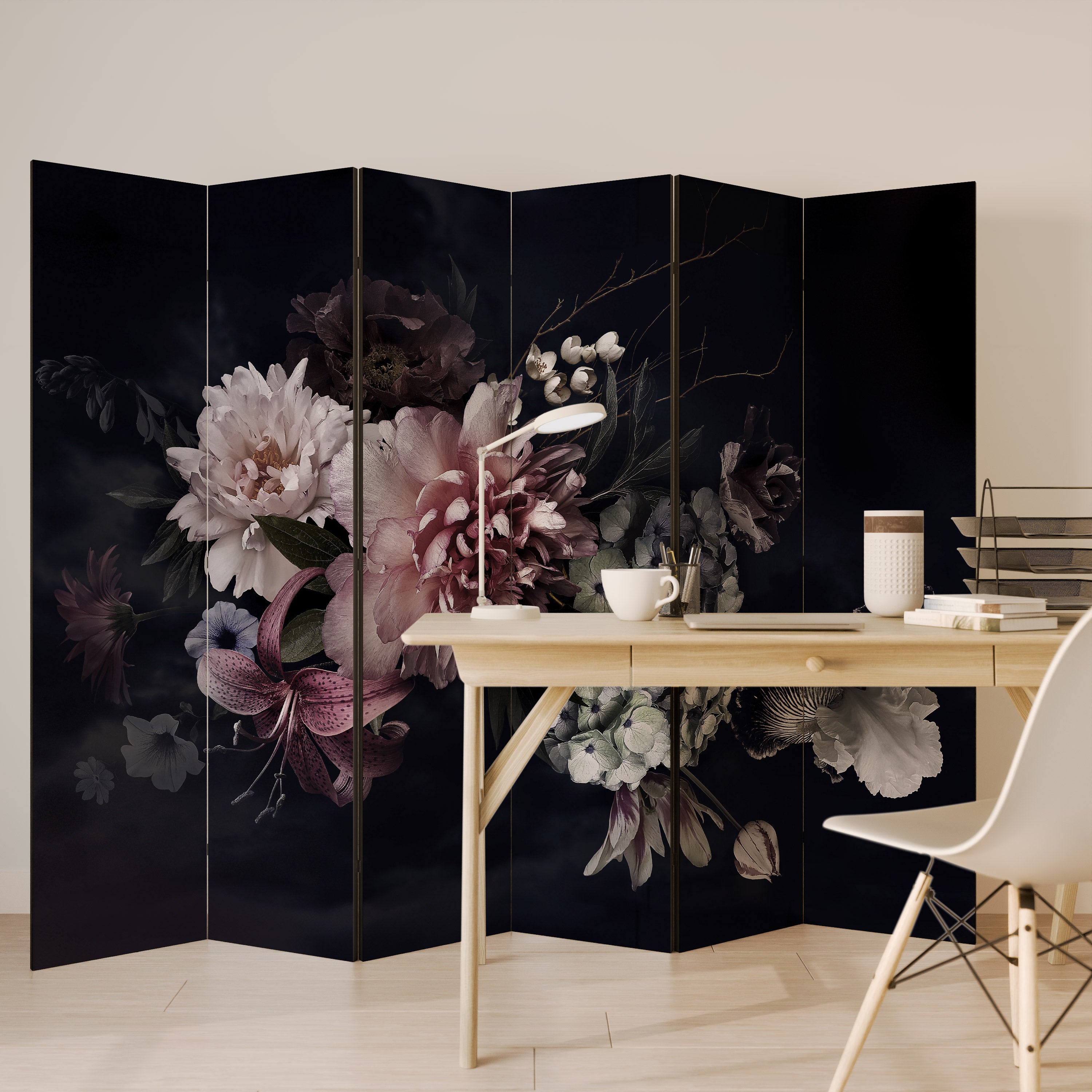 PURE BLOSSOM Dekorativer 6-teiliger Raumteiler
